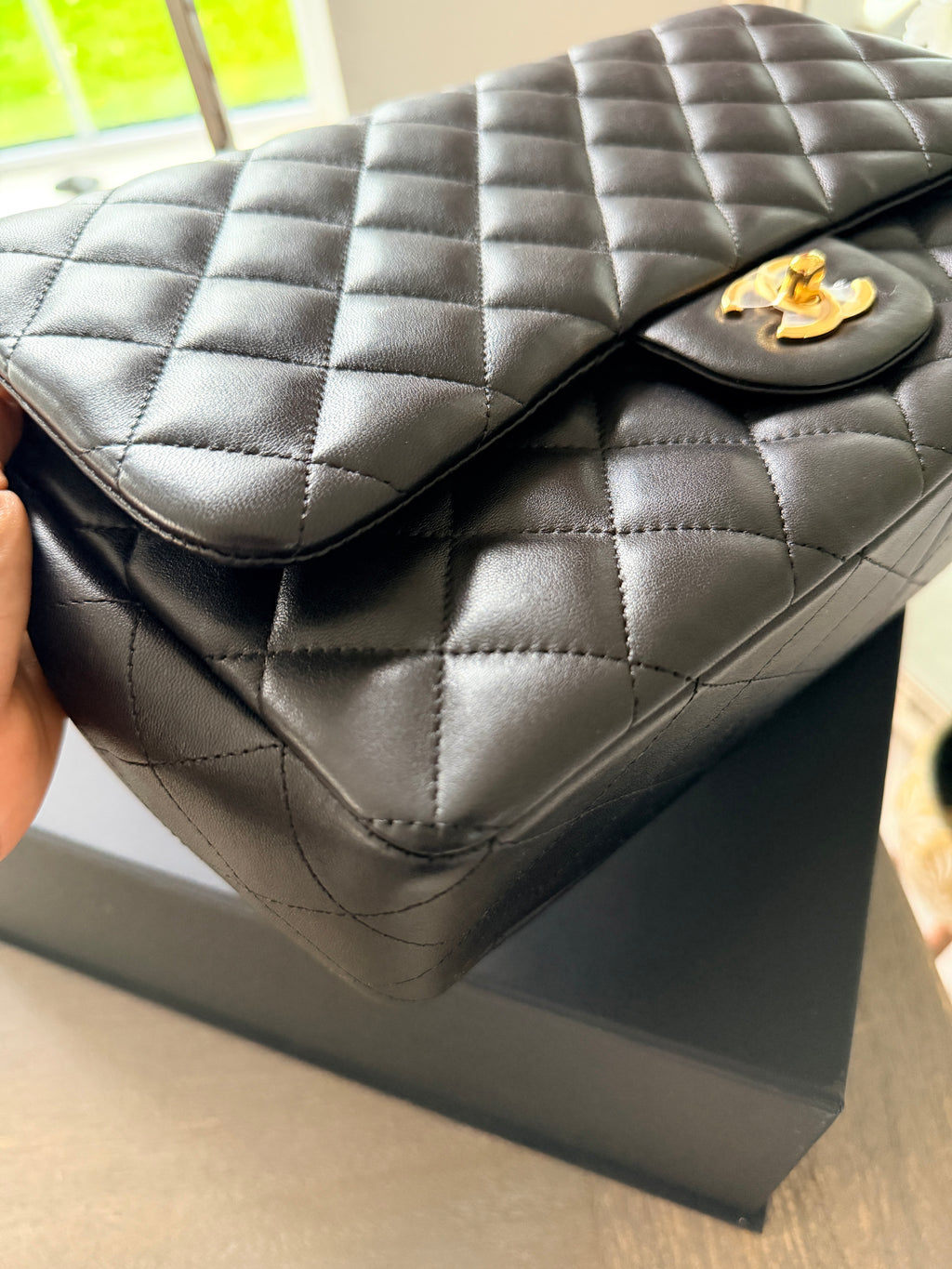 Chanel Jumbo Classic Single Flap Black Lambskin Leather Gold Hardware