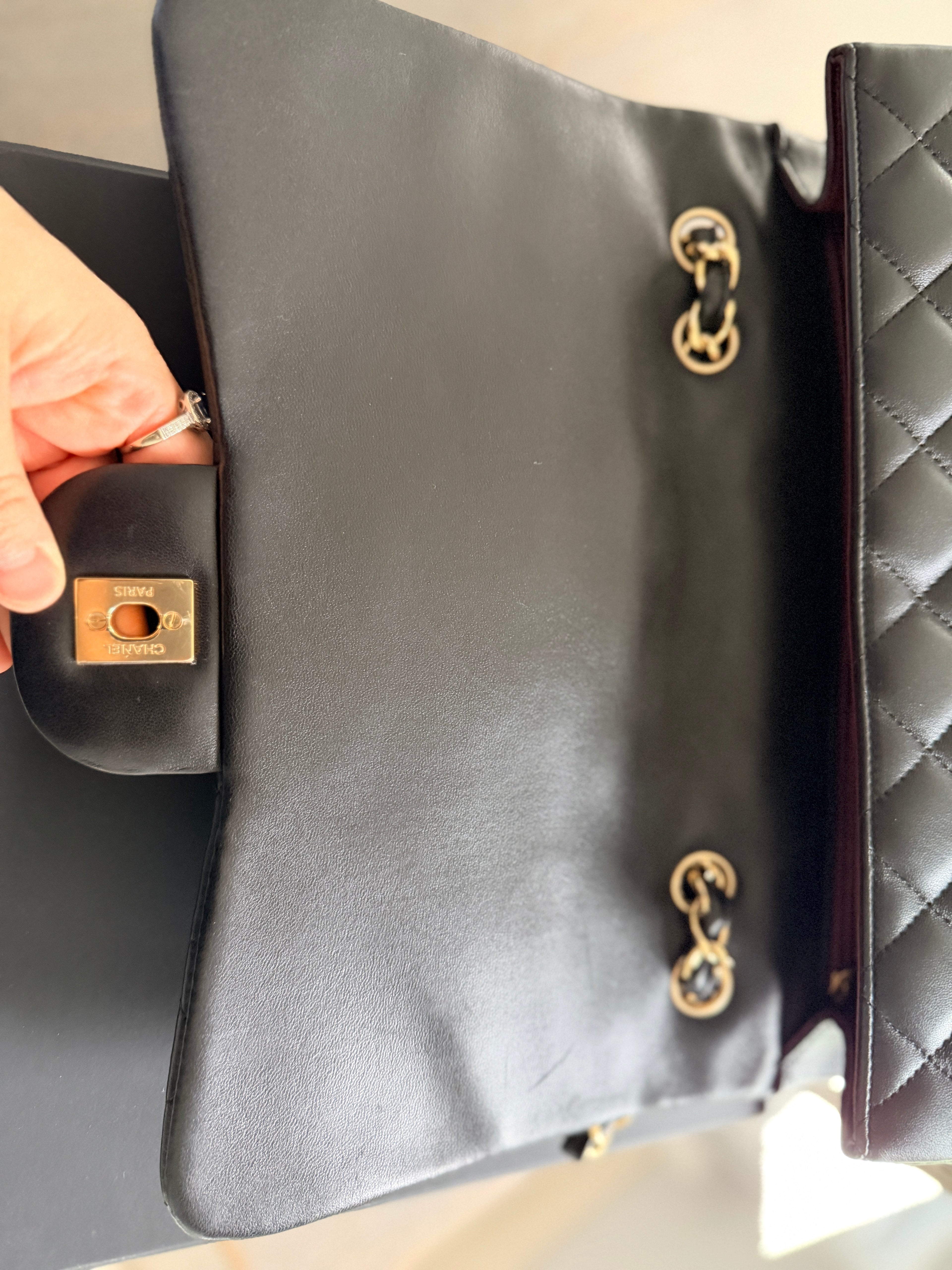 Chanel Jumbo Classic Single Flap Black Lambskin Leather Gold Hardware