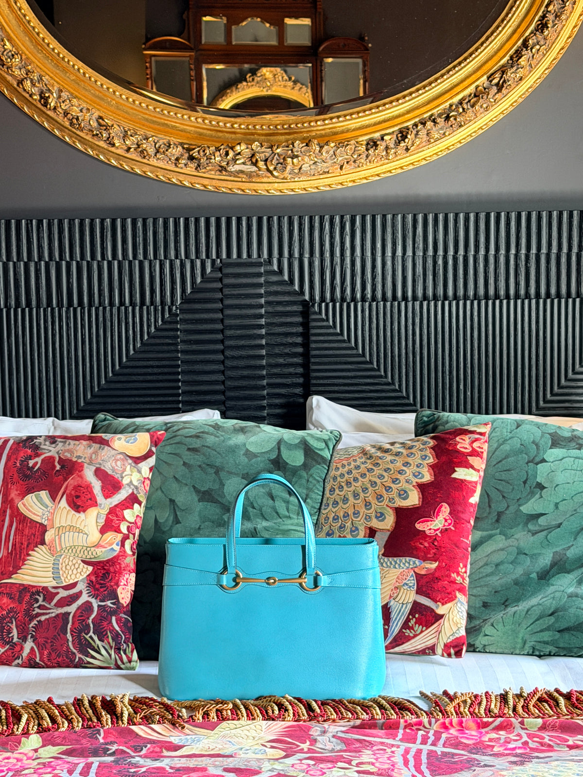 Gucci Horsebit Turquoise Leather Medium Tote Bag