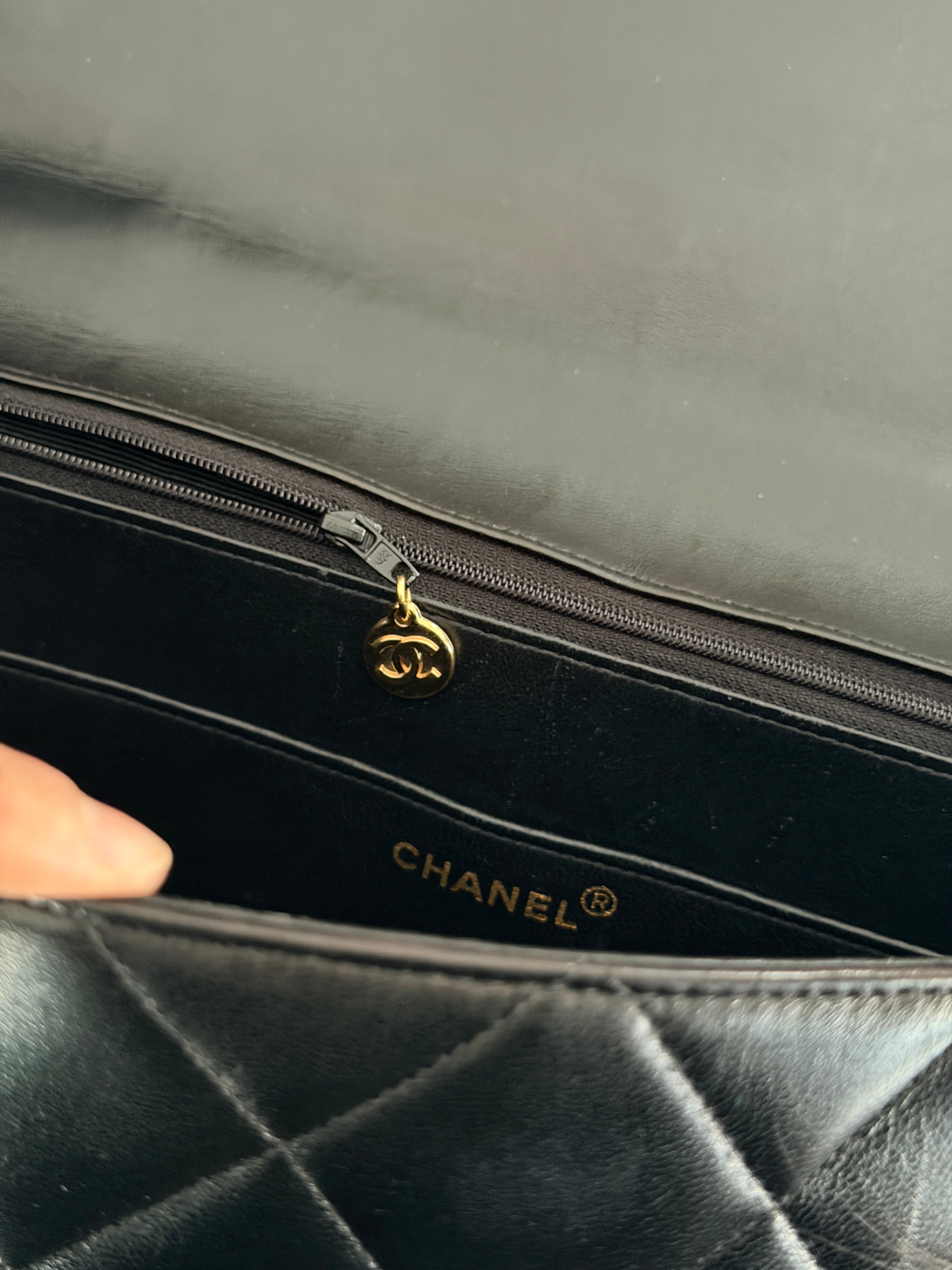Chanel Matelasse Business Briefcase/Handbag Black Lambskin Leather Gold Hardware