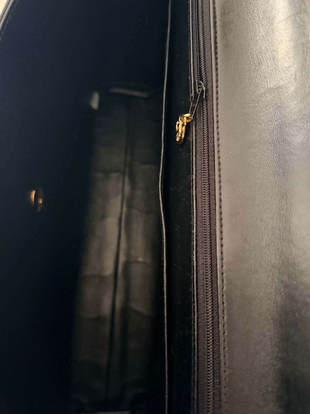 Chanel Matelasse Business Briefcase/Handbag Black Lambskin Leather Gold Hardware