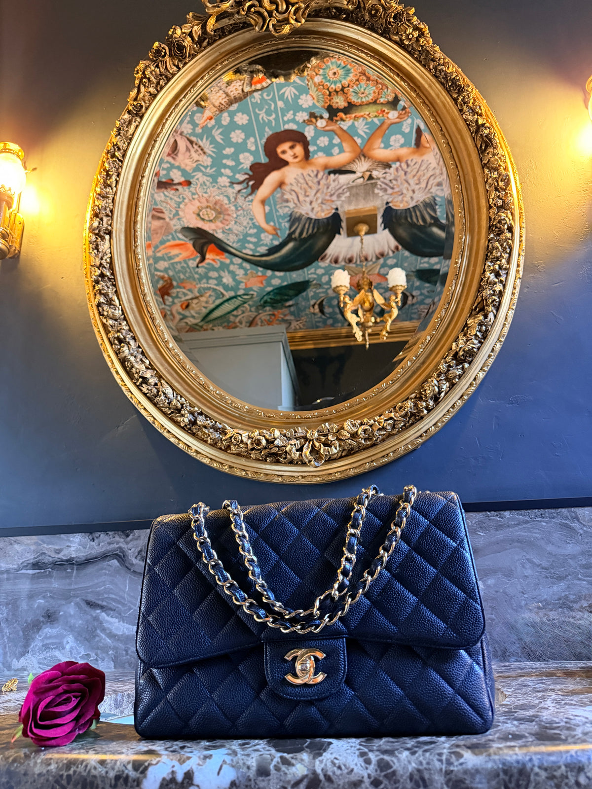 Chanel Jumbo Classic Single Flap Black Caviar Leather Gold Hardware