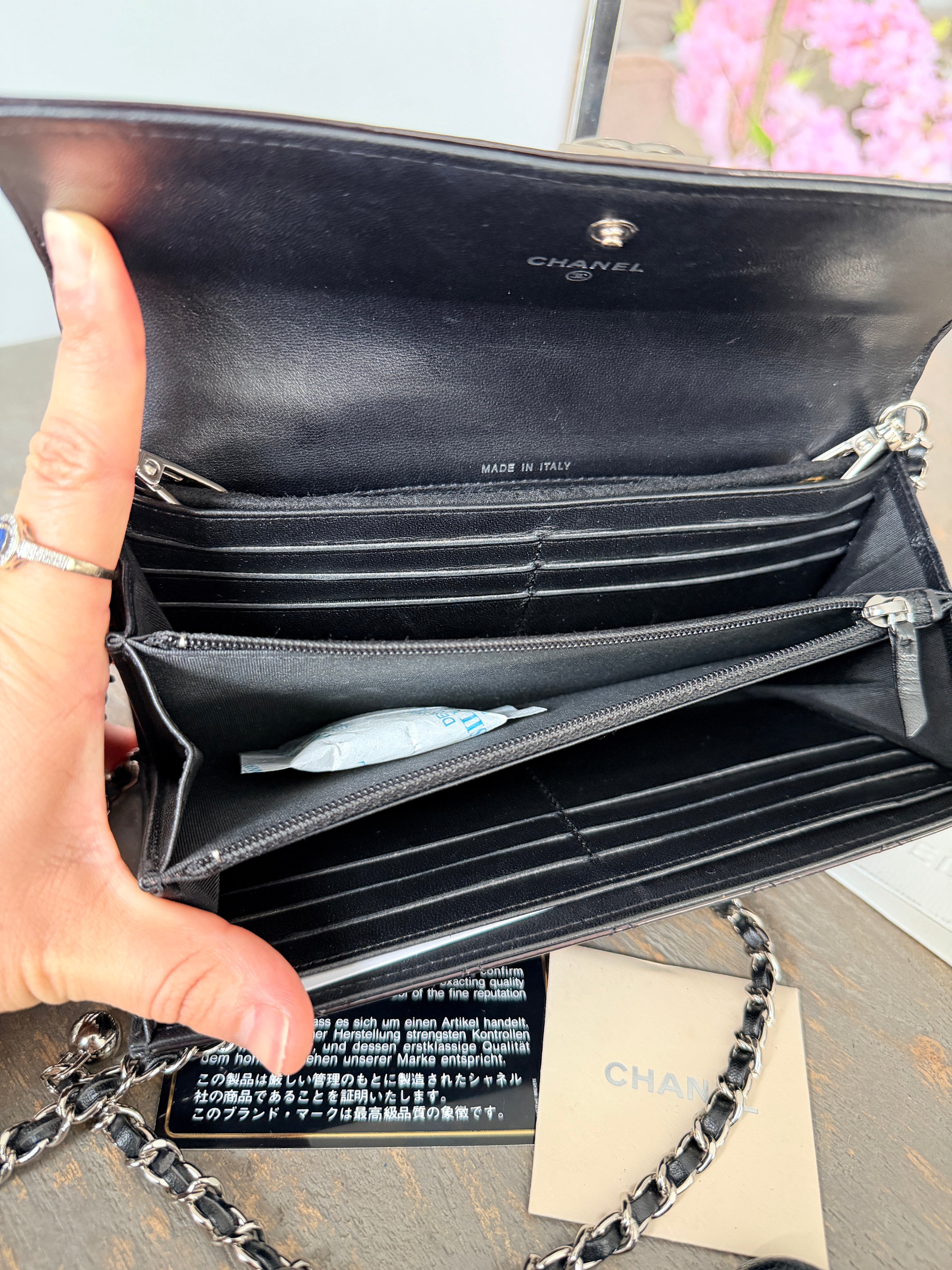 Chanel Boy Wallet Burgundy Patent Leather Silver Hardware