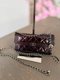 Chanel Boy Wallet Burgundy Patent Leather Silver Hardware