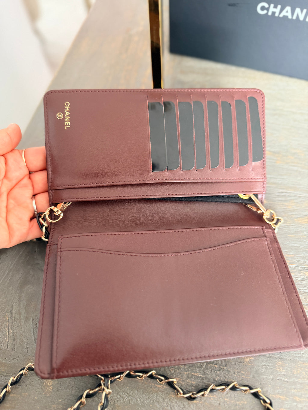 Chanel Long Flap Wallet Black Caviar Leather Gold Hardware