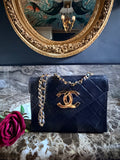 Chanel Vintage Small Shoulder Bag Black Lambskin Leather Gold Hardware
