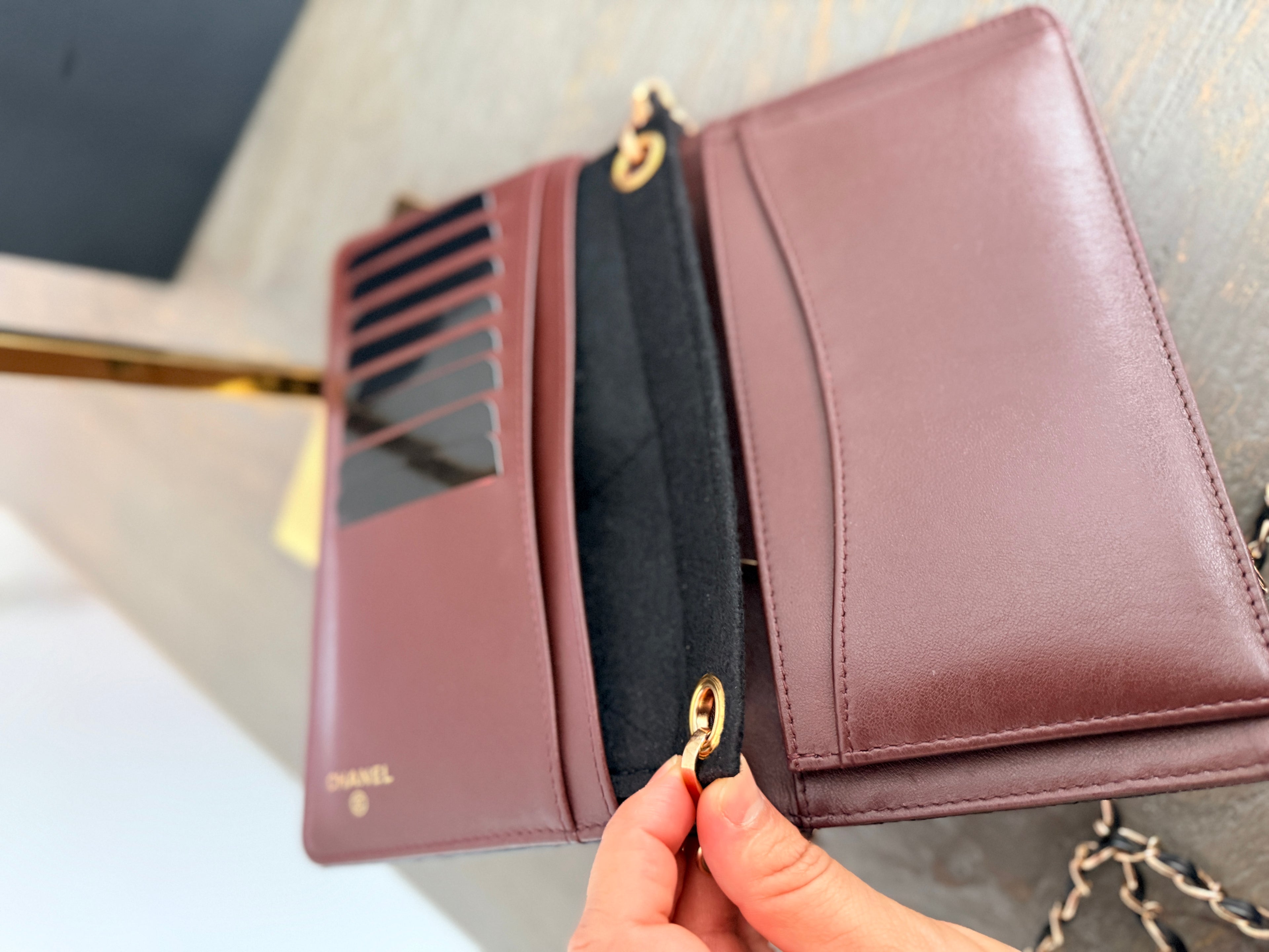Chanel Long Flap Wallet Black Caviar Leather Gold Hardware
