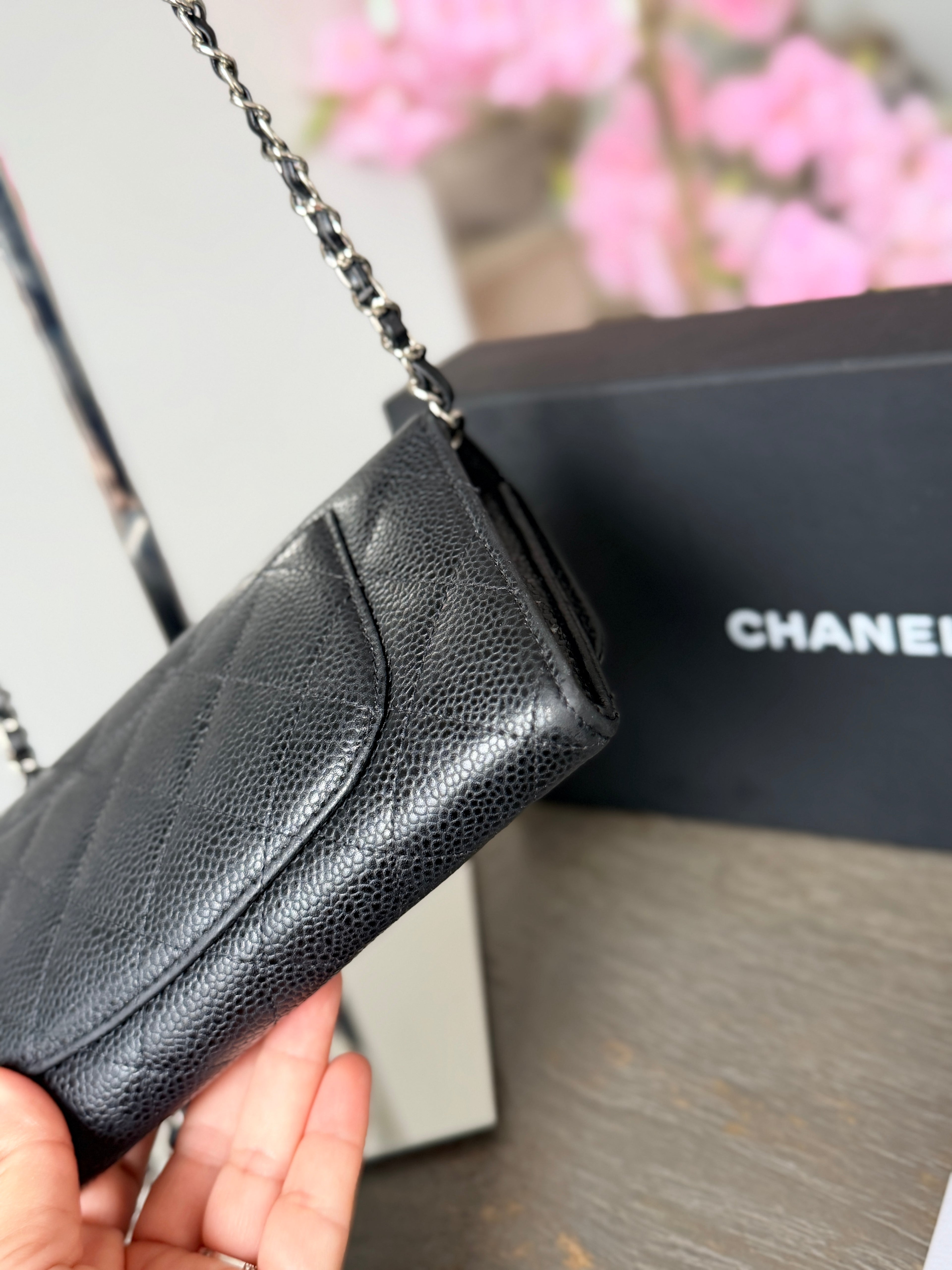 Chanel Long Wallet (2019) Black Caviar Leather Silver Hardware