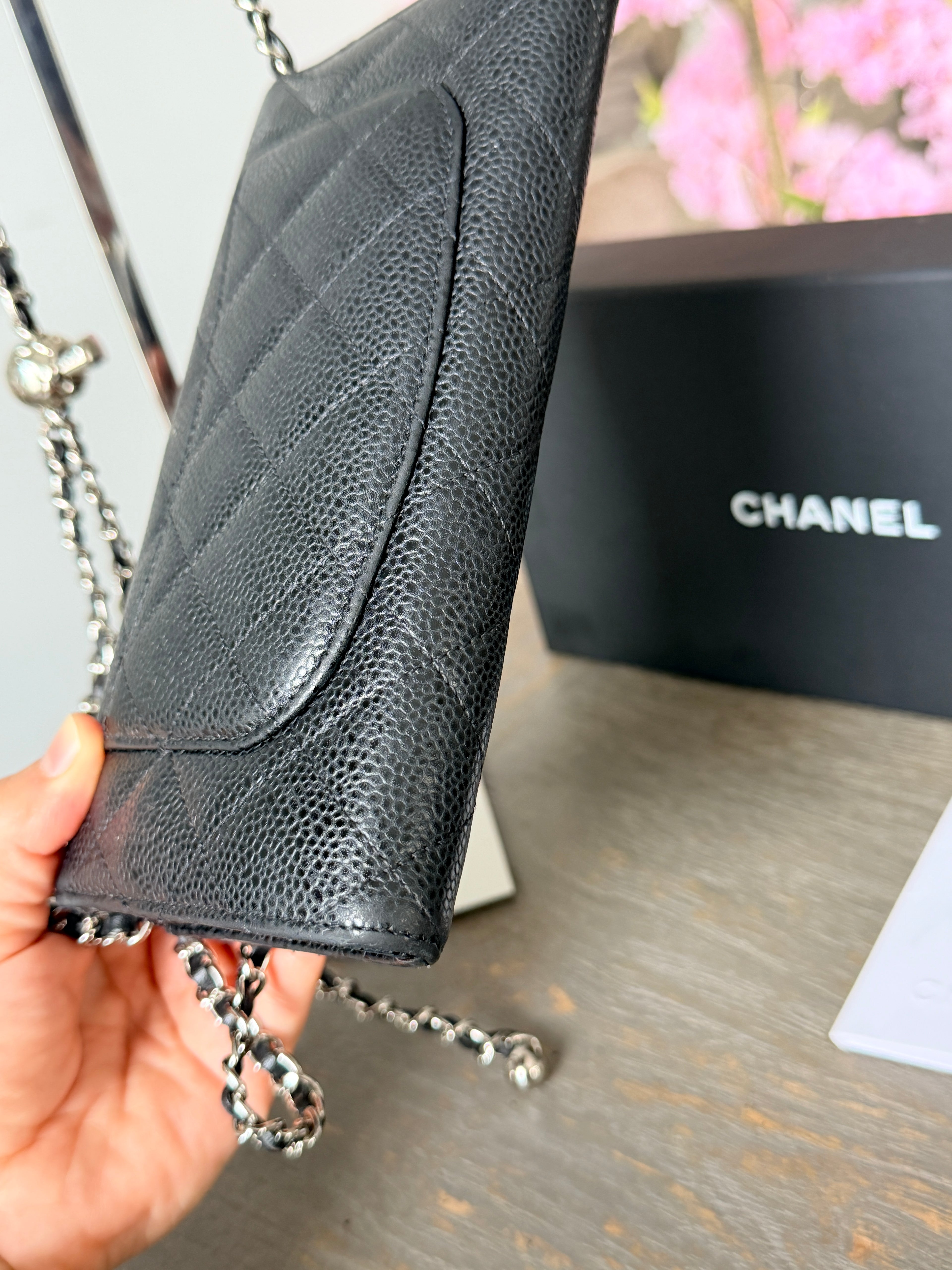 Chanel Long Wallet (2019) Black Caviar Leather Silver Hardware