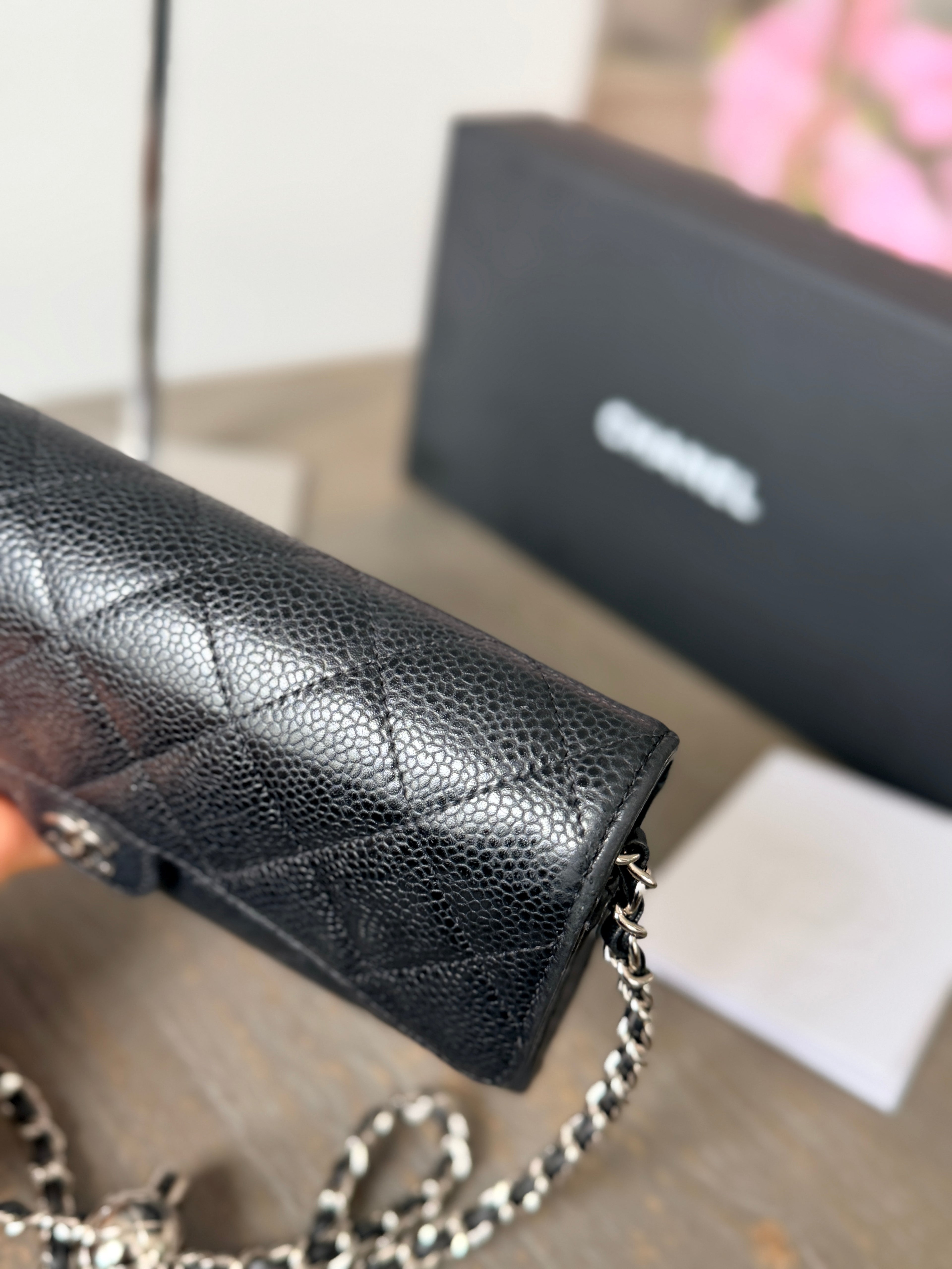 Chanel Long Wallet (2019) Black Caviar Leather Silver Hardware