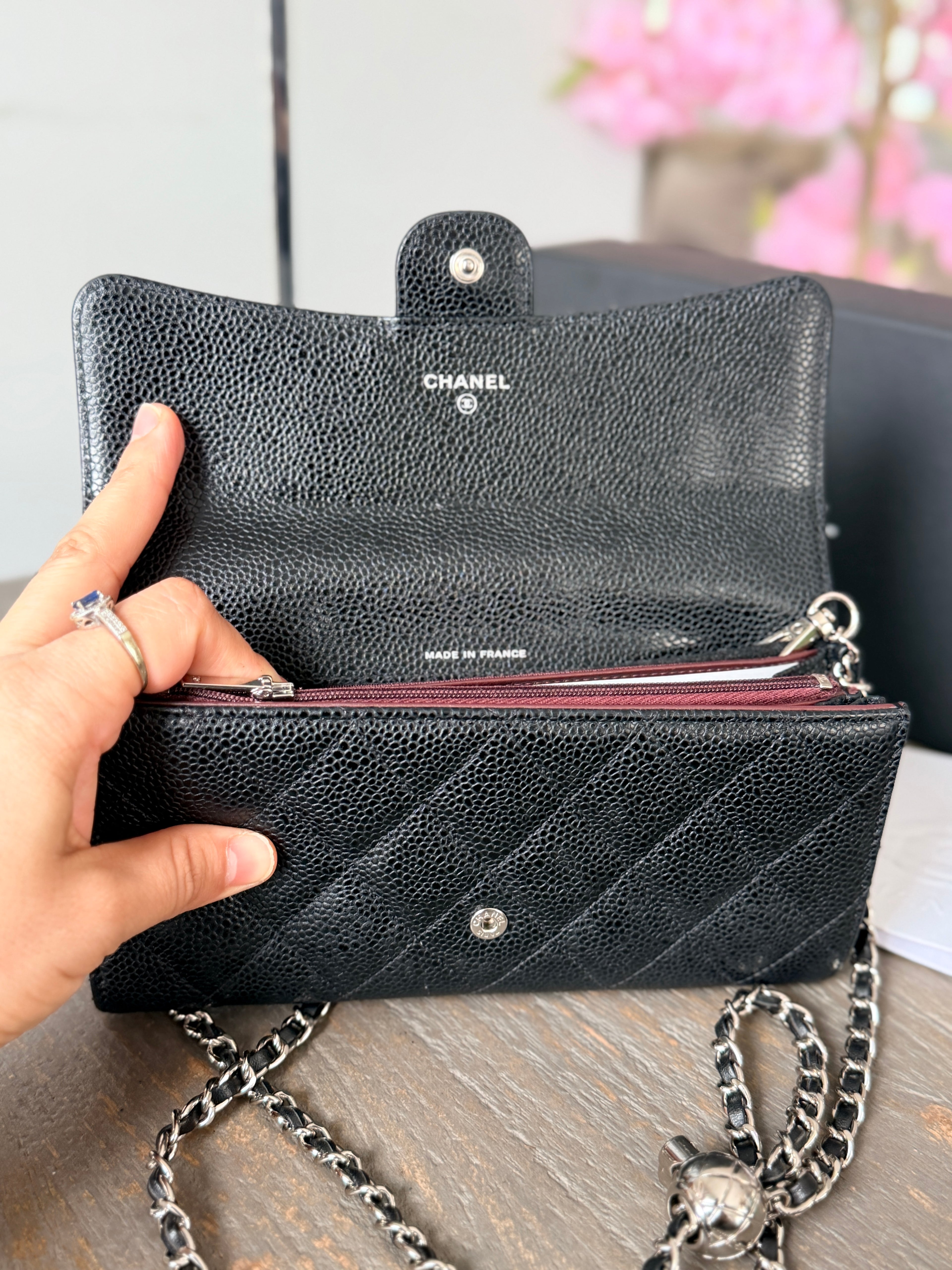 Chanel Long Wallet (2019) Black Caviar Leather Silver Hardware