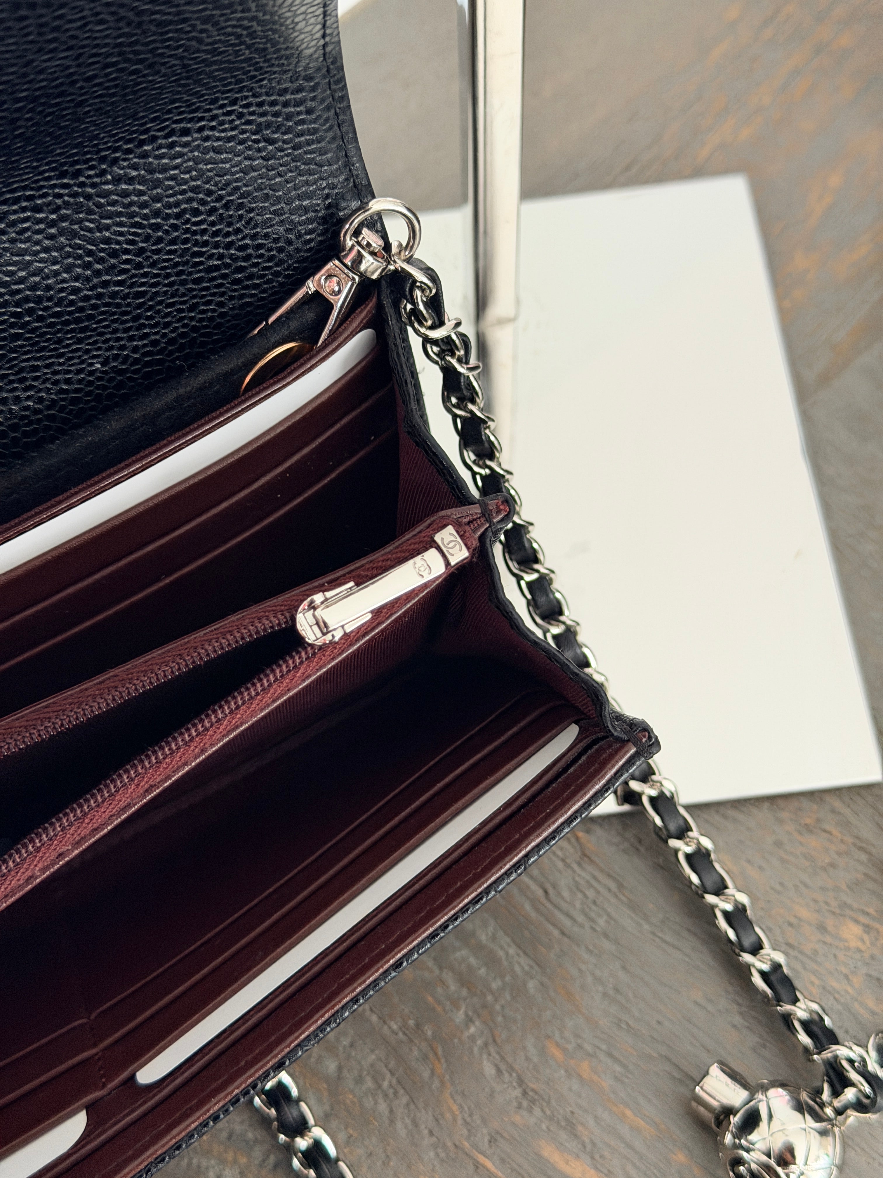 Chanel Long Wallet (2019) Black Caviar Leather Silver Hardware