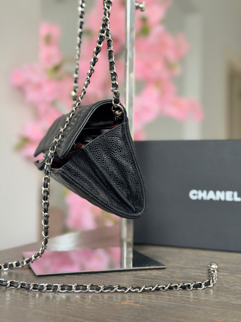 Chanel Long Wallet (2019) Black Caviar Leather Silver Hardware