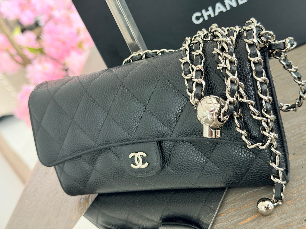 Chanel Long Wallet (2019) Black Caviar Leather Silver Hardware