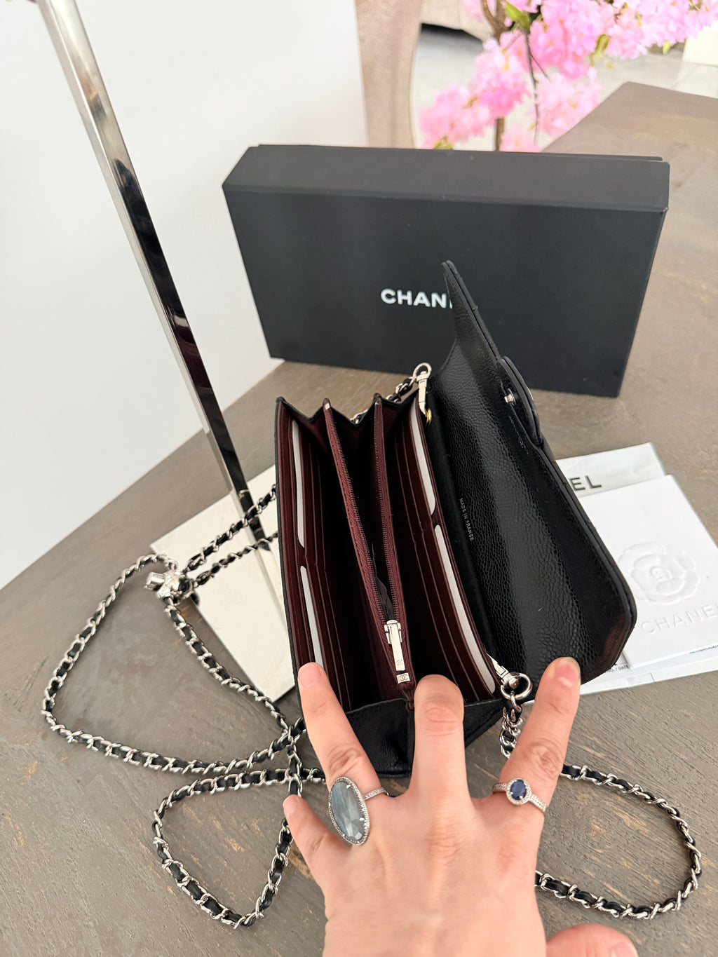 Chanel Long Wallet (2019) Black Caviar Leather Silver Hardware