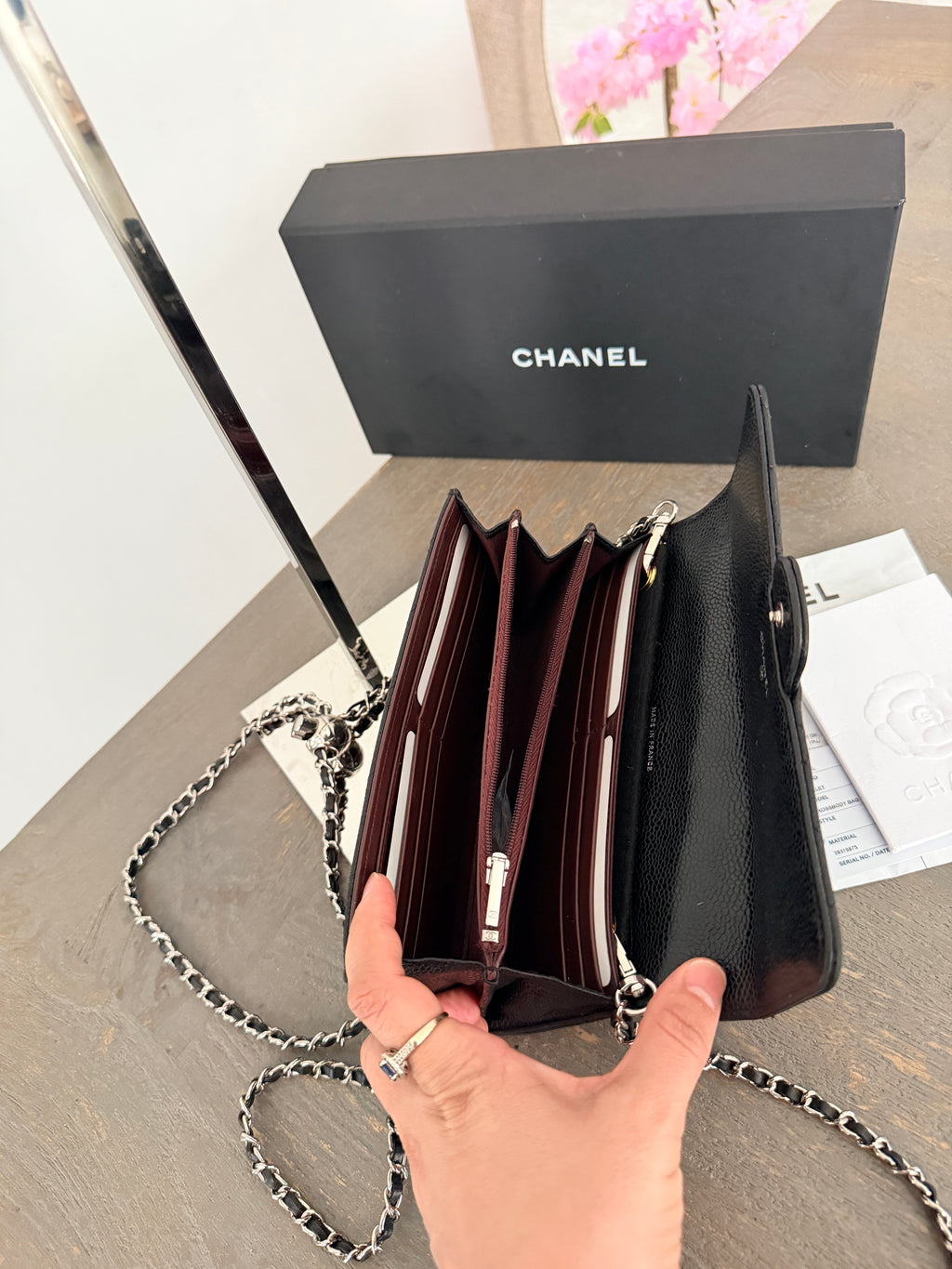 Chanel Long Wallet (2019) Black Caviar Leather Silver Hardware