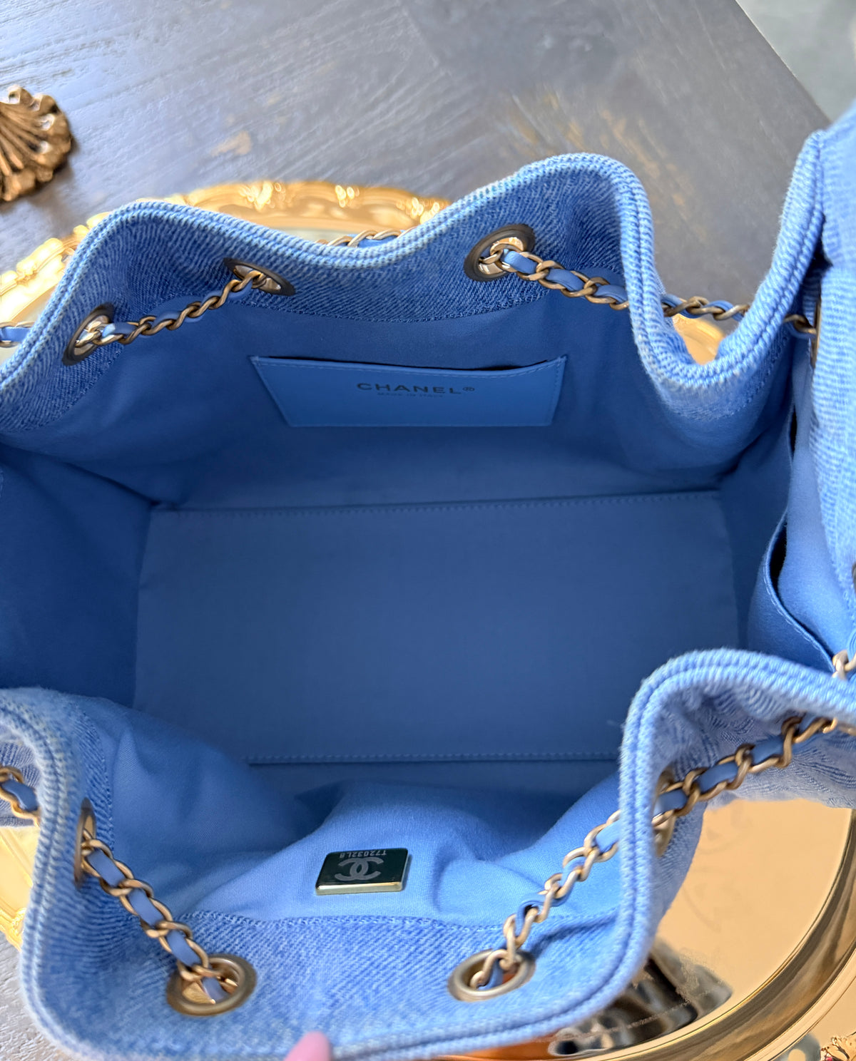 Chanel 25 Washed Denim Small Hobo Bag Gold Hardware
