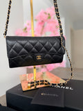 Chanel Long Wallet Matelasse Black Caviar Leather Gold Hardware