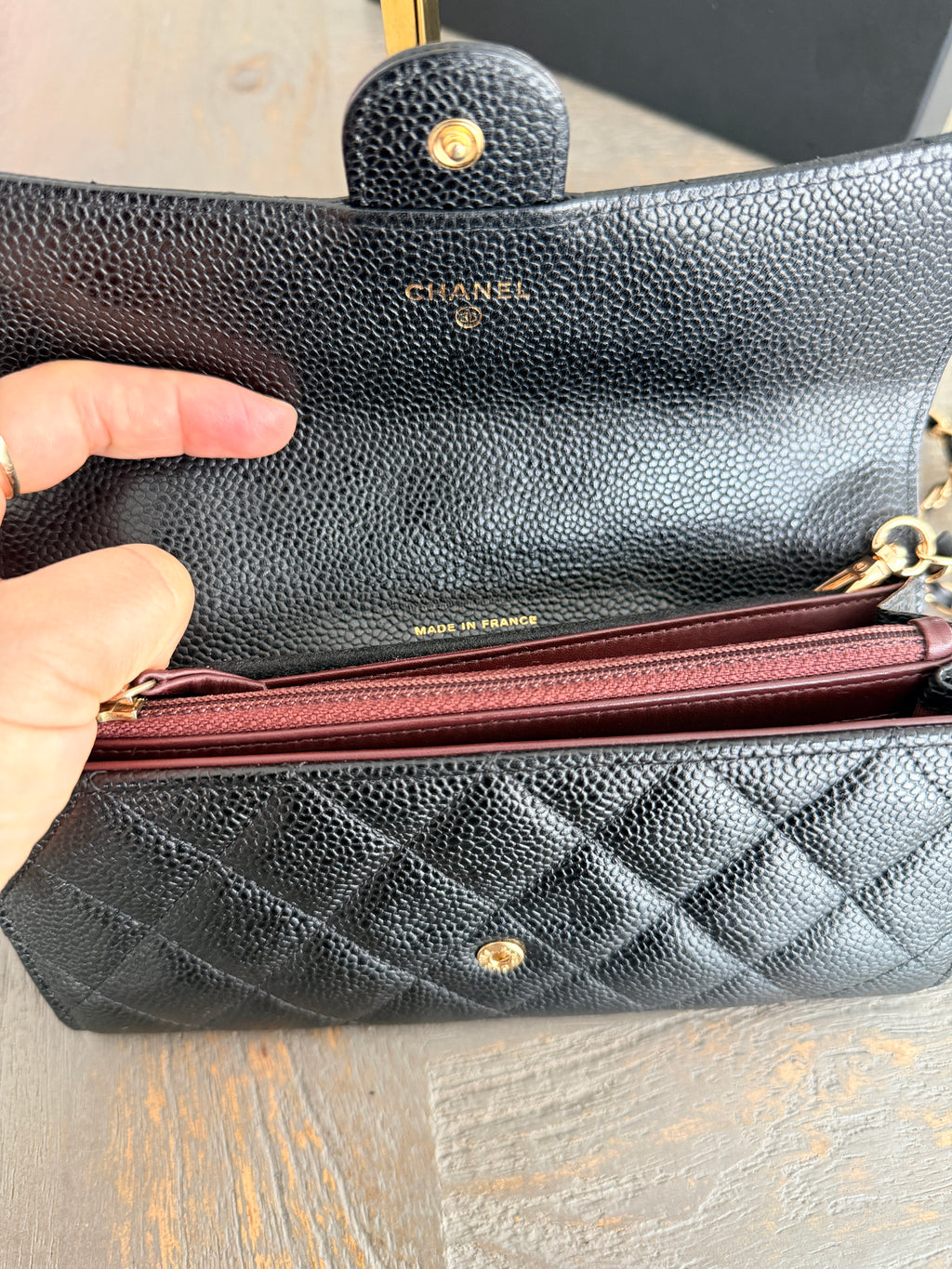 Chanel Long Wallet Matelasse Black Caviar Leather Gold Hardware