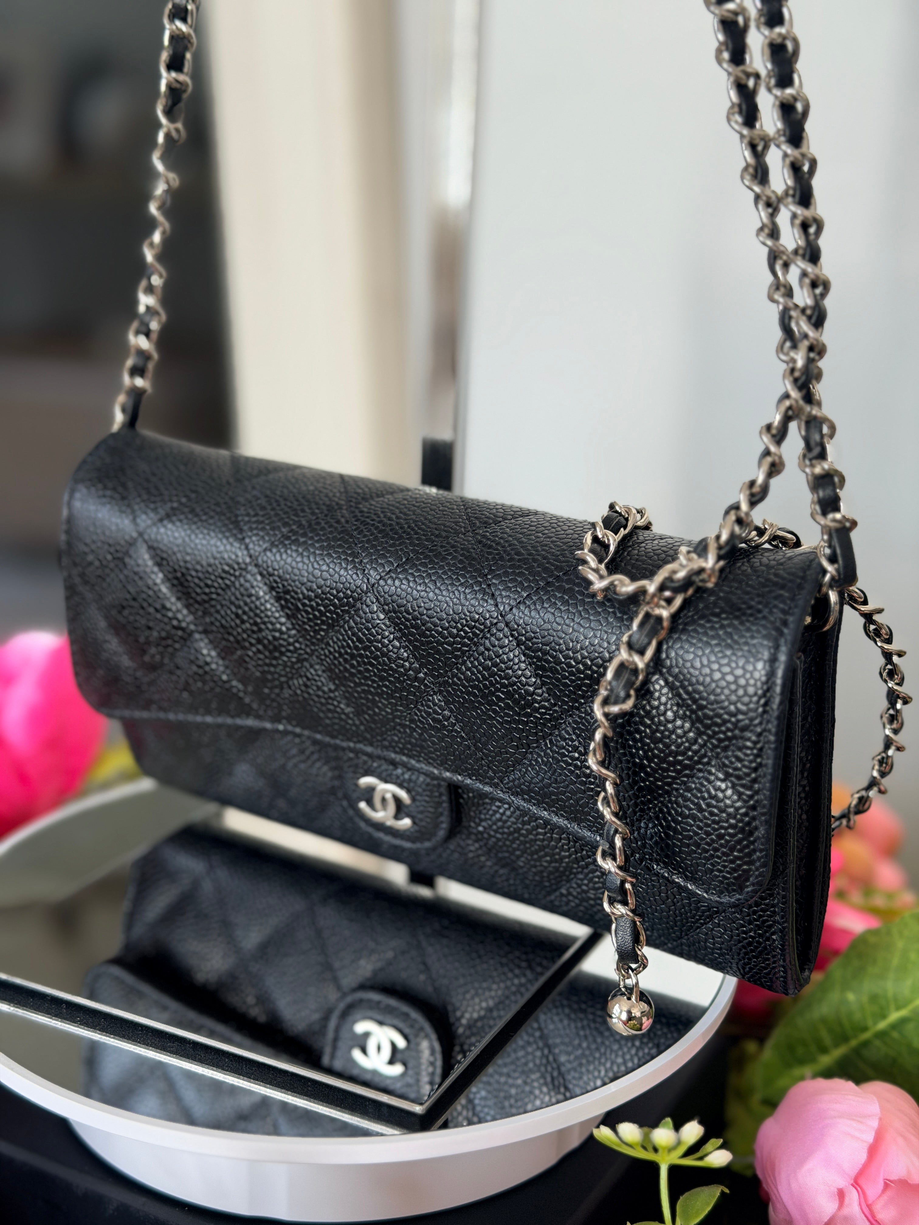 Chanel Long Wallet 2019 Black Caviar Leather Silver Hardware