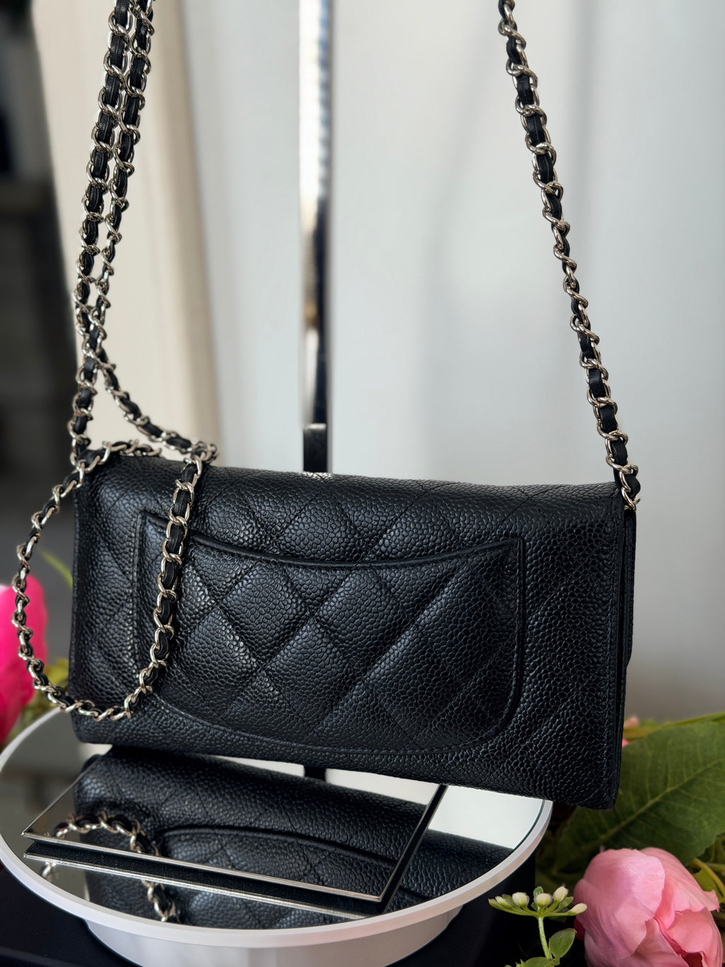 Chanel Long Wallet 2019 Black Caviar Leather Silver Hardware