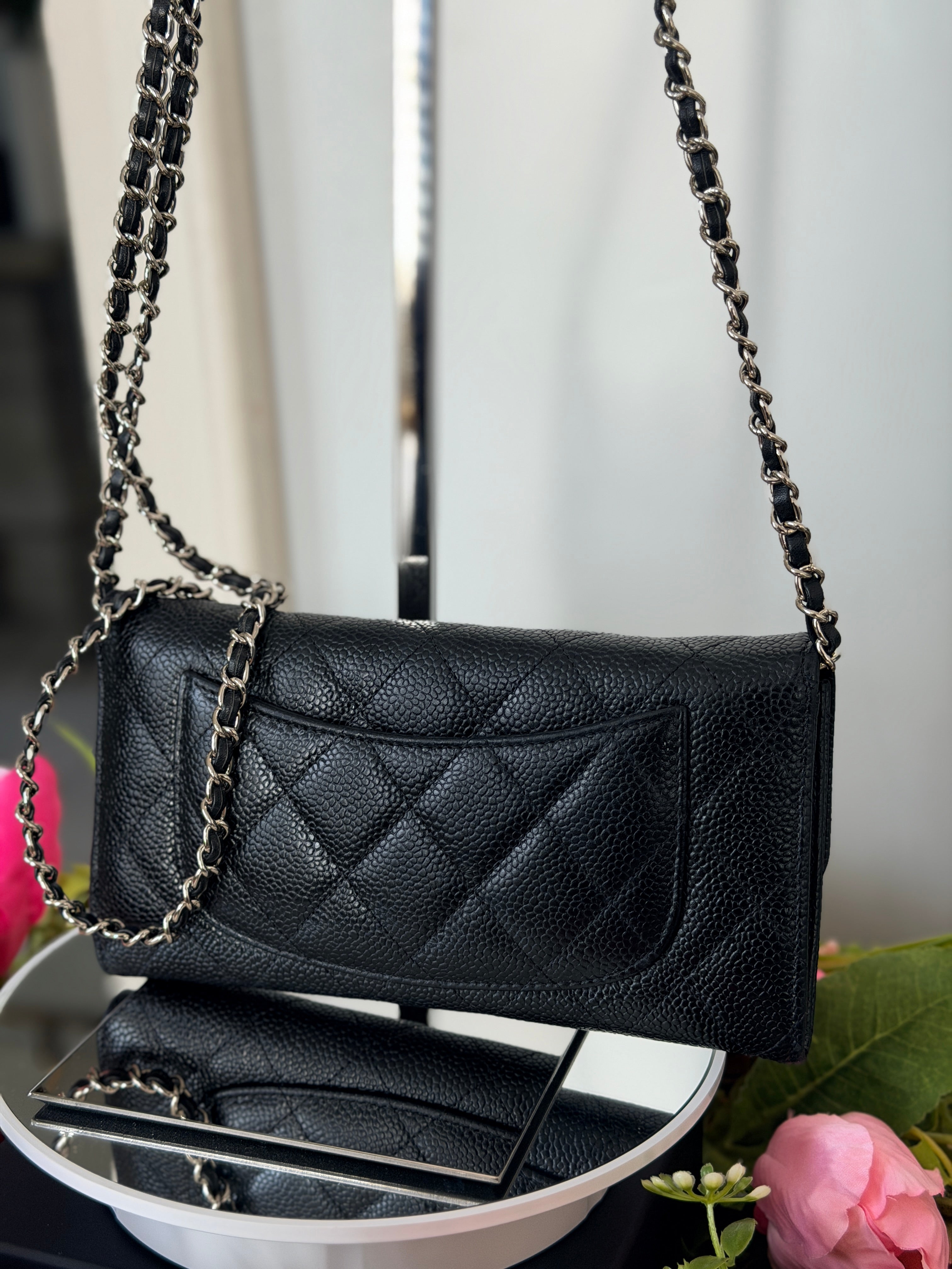 Chanel Long Wallet 2019 Black Caviar Leather Silver Hardware
