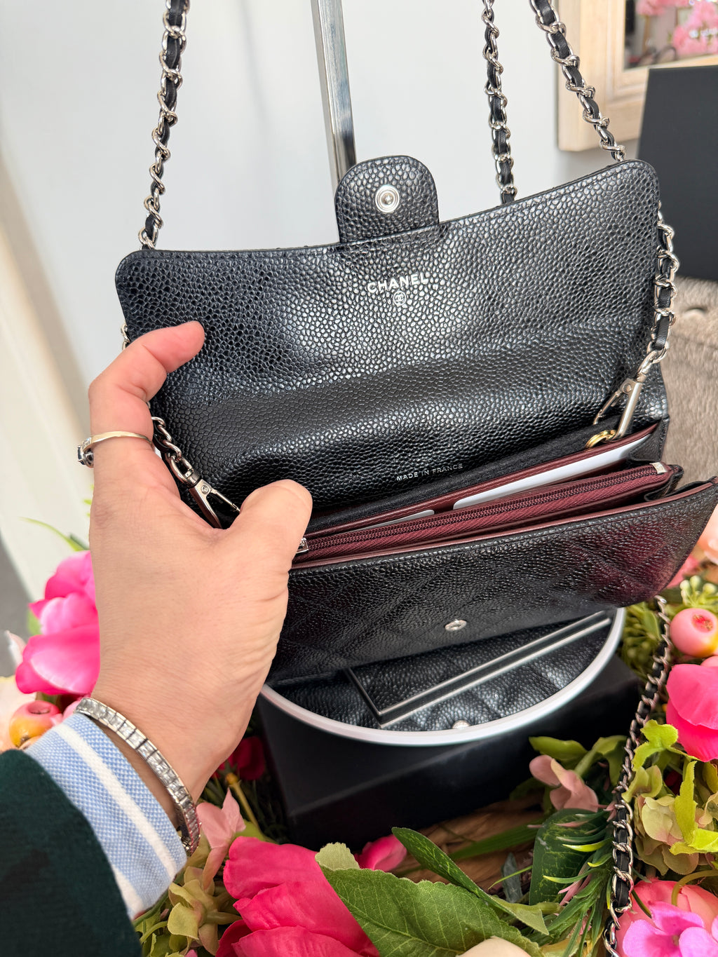 Chanel Long Wallet 2019 Black Caviar Leather Silver Hardware