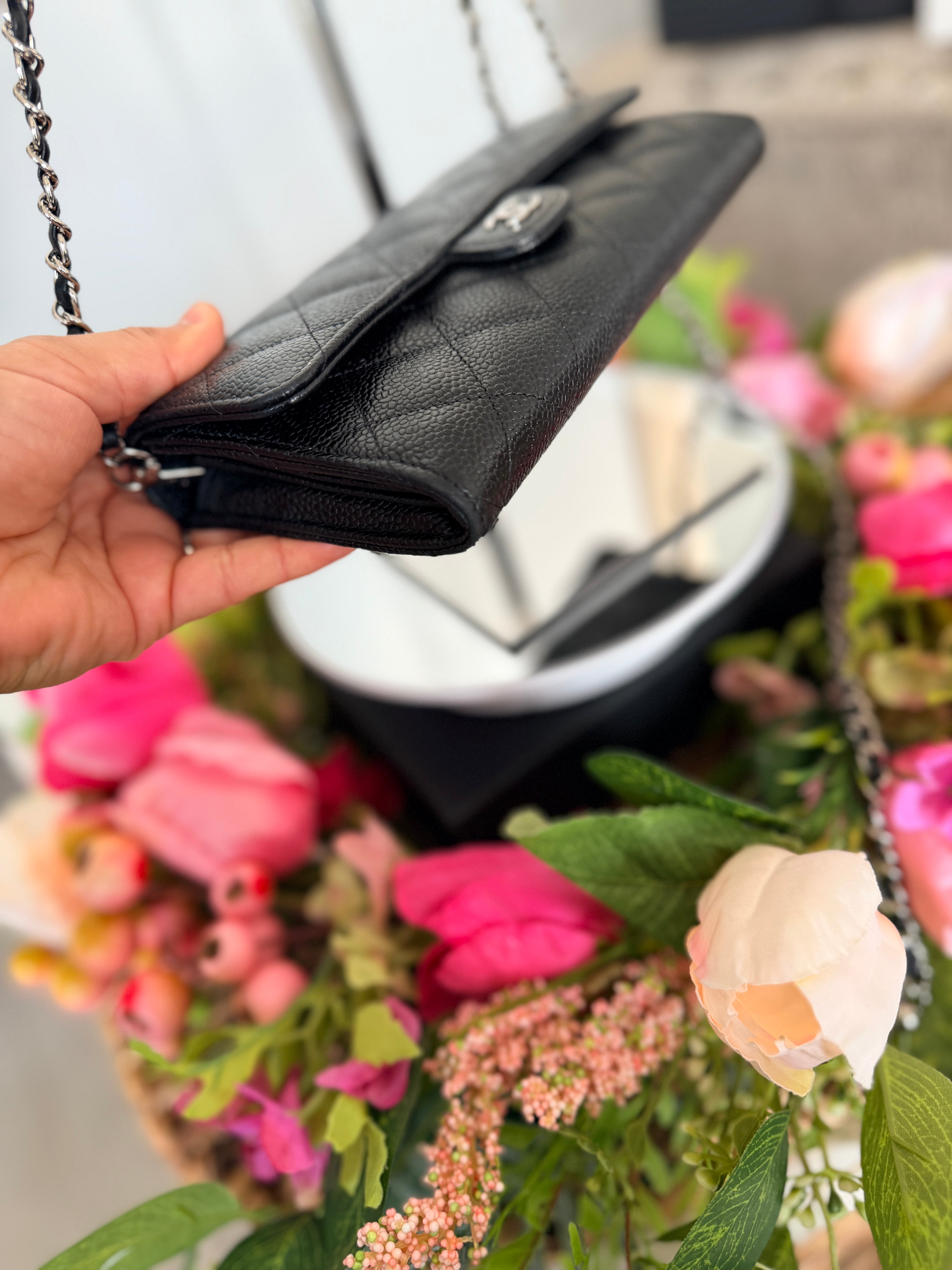 Chanel Long Wallet 2019 Black Caviar Leather Silver Hardware