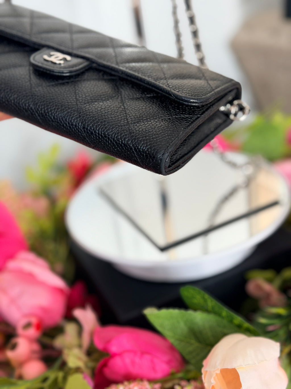 Chanel Long Wallet 2019 Black Caviar Leather Silver Hardware