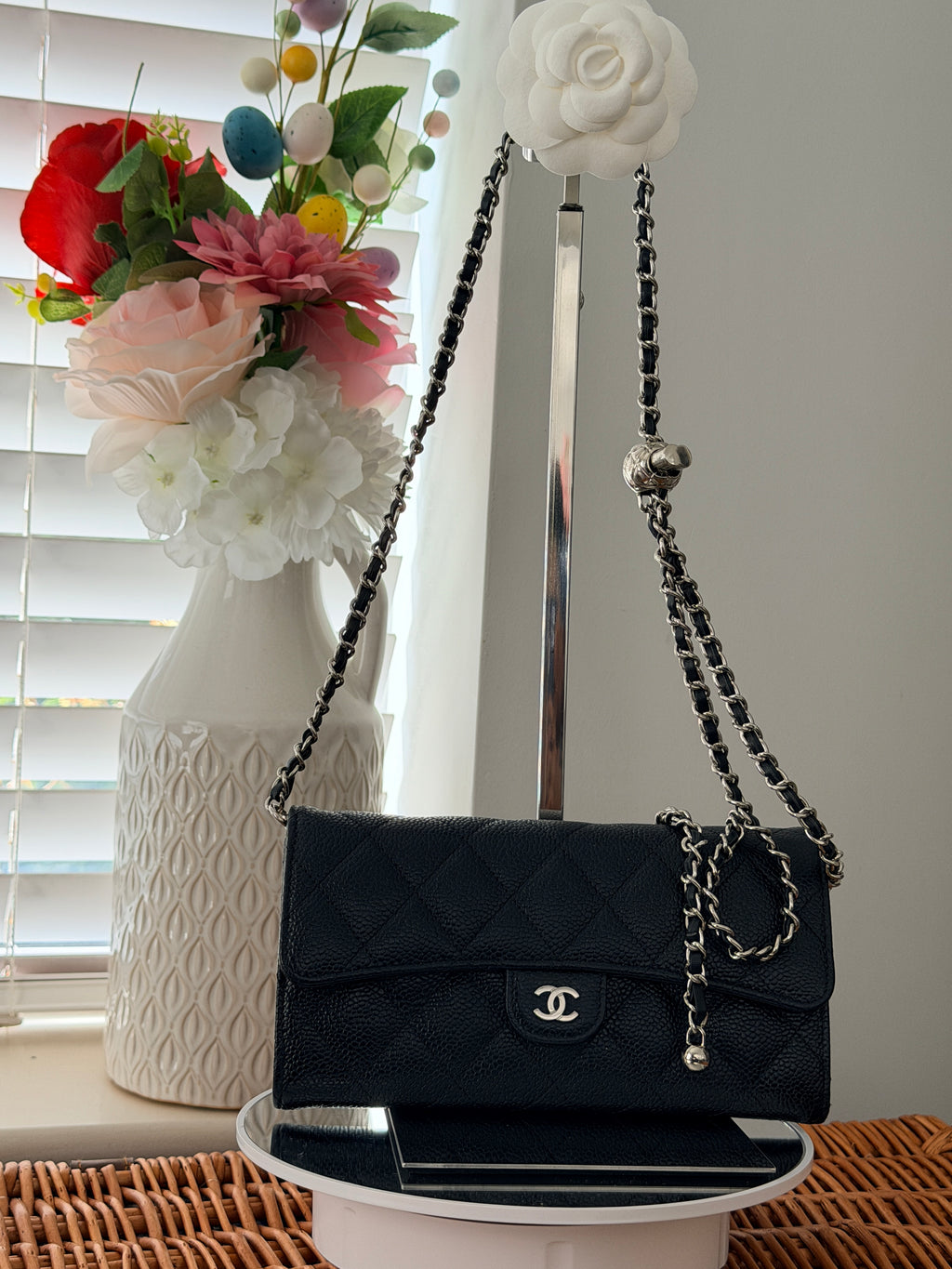 Chanel Long Wallet 2019 Black Caviar Leather Silver Hardware