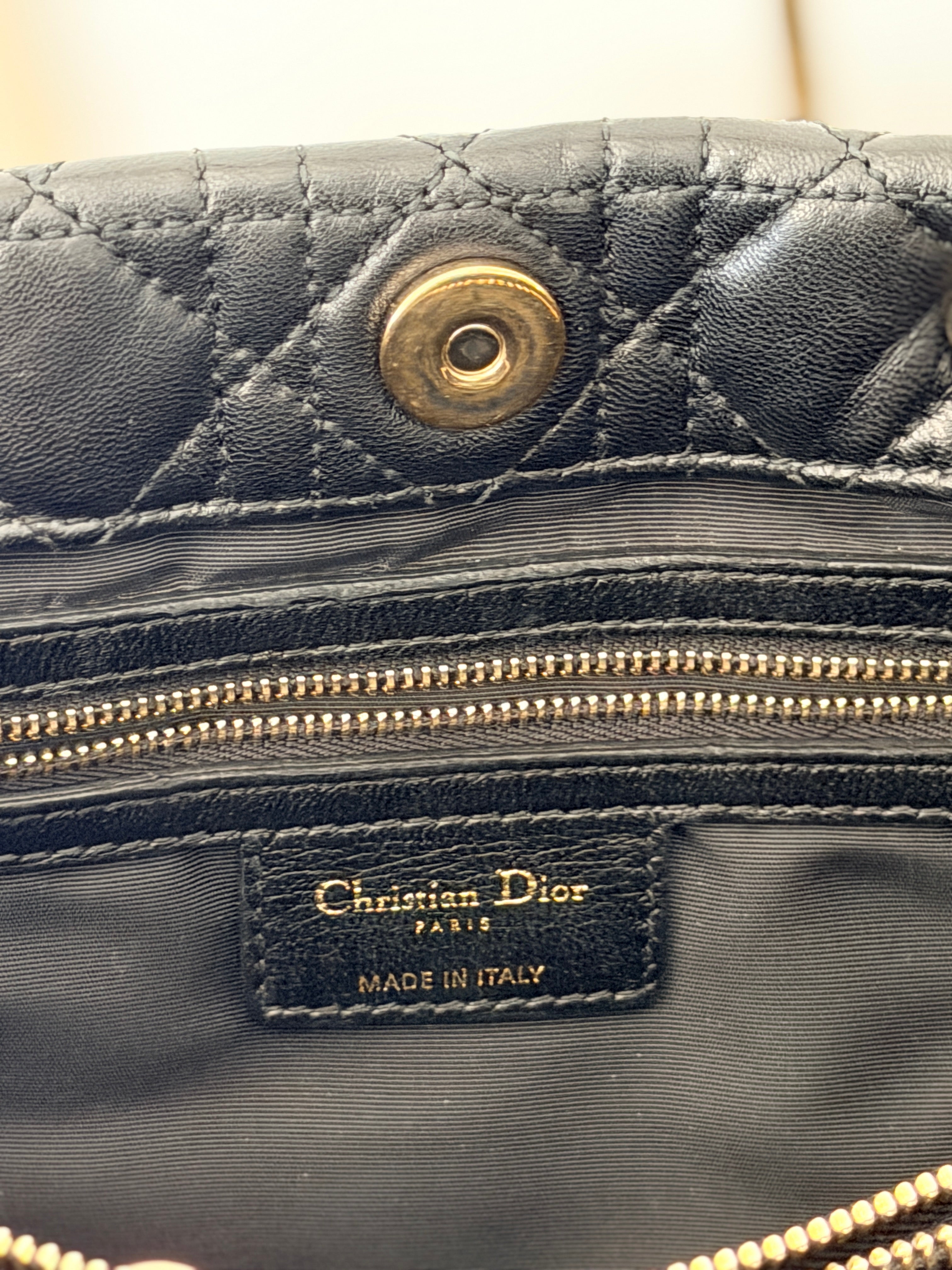 Christian Dior Small Tote Bag Black Leather Gold Hardware