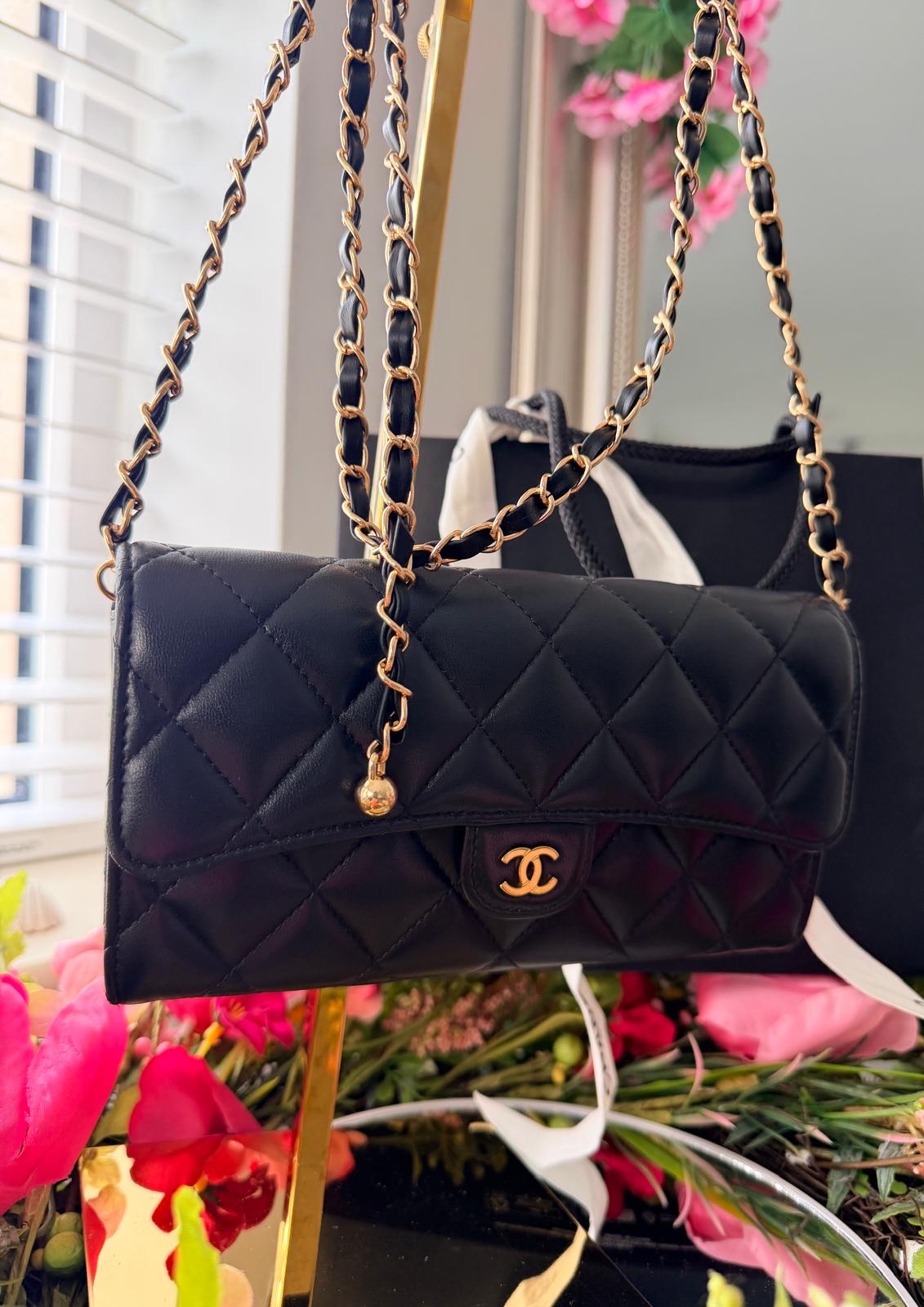 Chanel Timeless Classic Wallet Black Lambskin Leather Gold Hardware