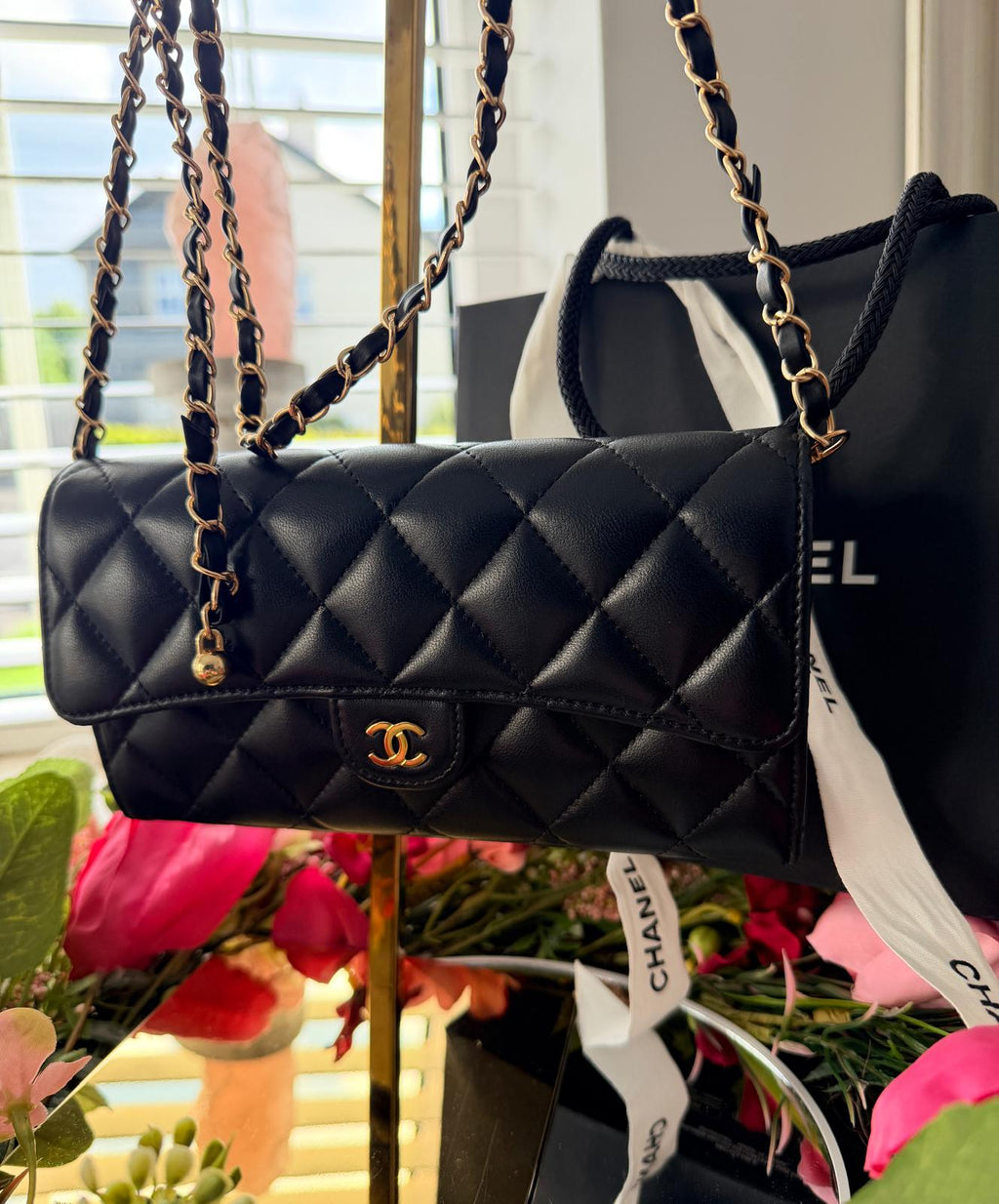 Chanel Timeless Classic Wallet Black Lambskin Leather Gold Hardware
