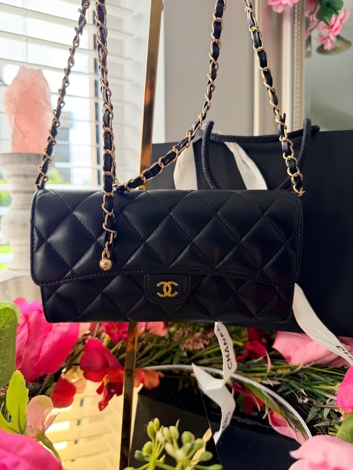 Chanel Timeless Classic Wallet Black Lambskin Leather Gold Hardware