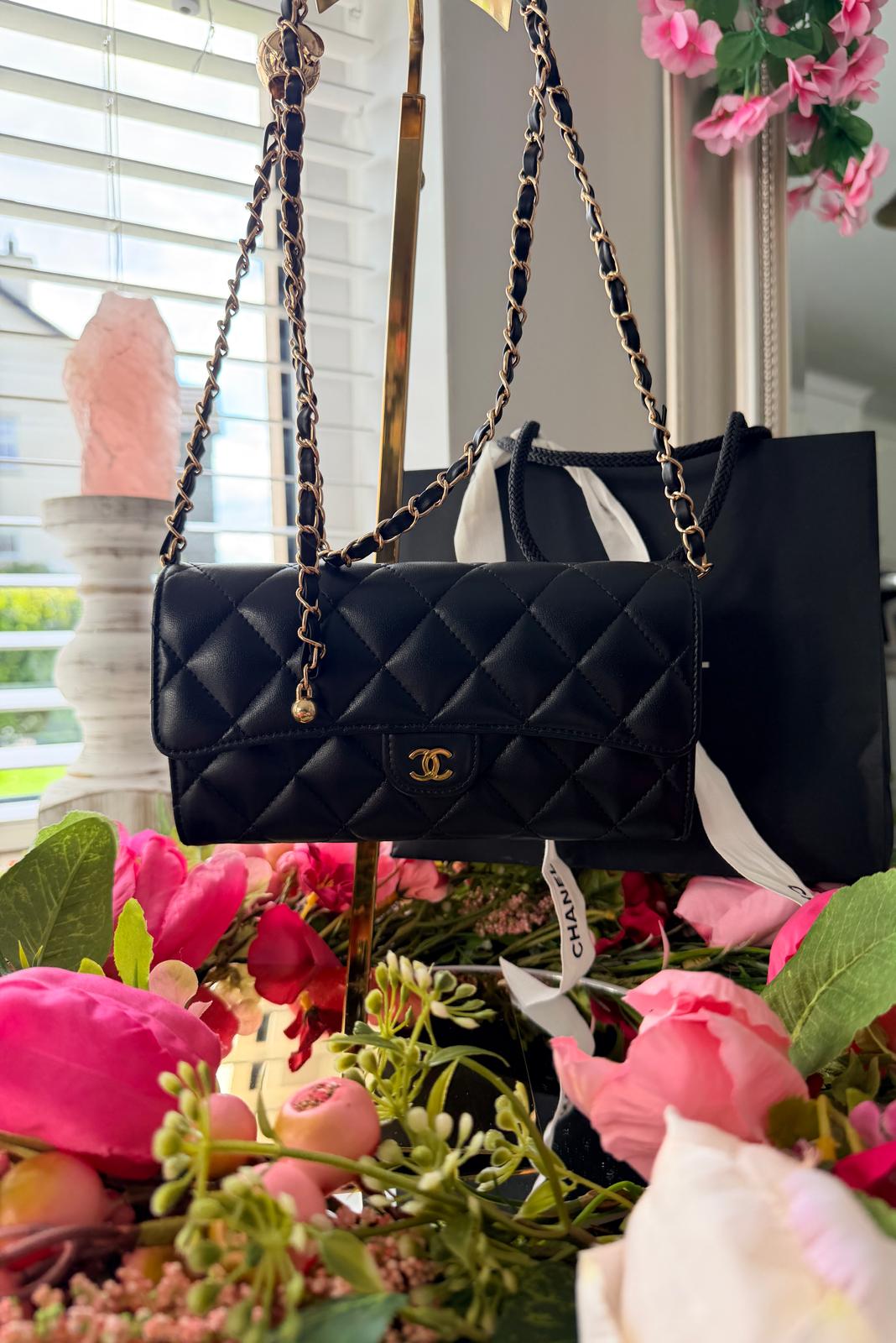 Chanel Timeless Classic Wallet Black Lambskin Leather Gold Hardware
