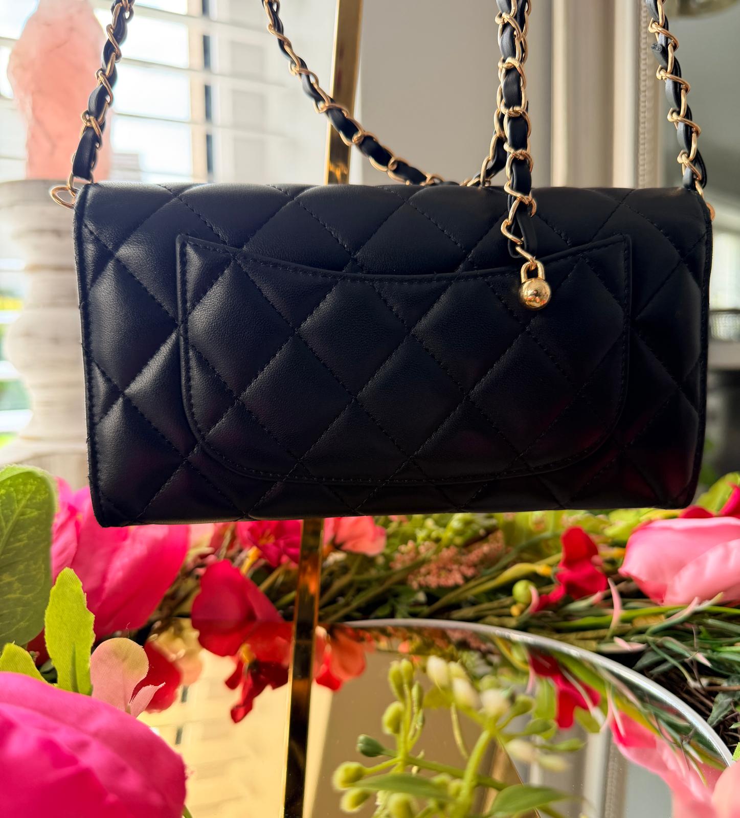 Chanel Timeless Classic Wallet Black Lambskin Leather Gold Hardware