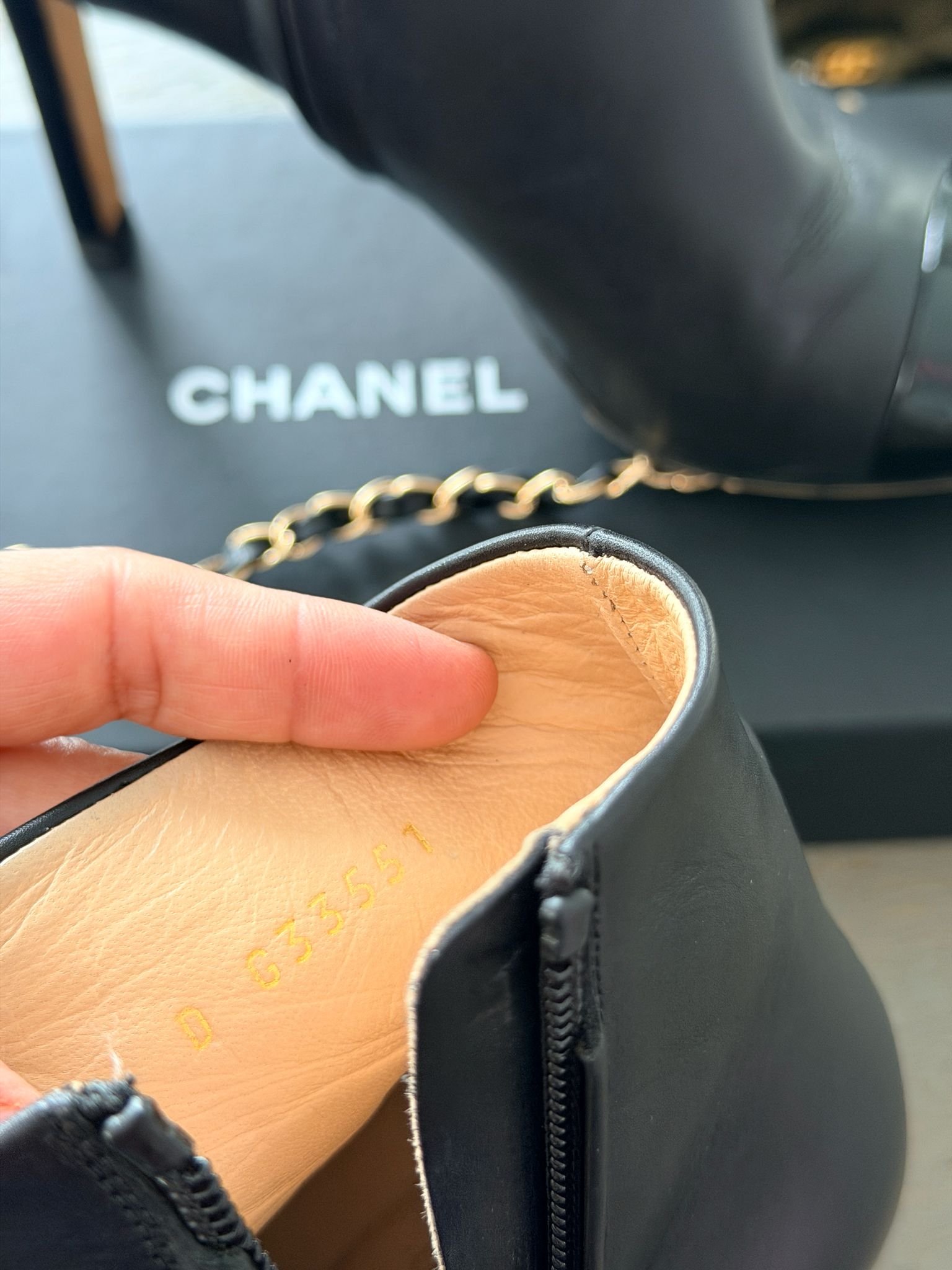 Chanel Black Calfskin & Patent Cap-Toe Ankle Boots Gold CC Logo