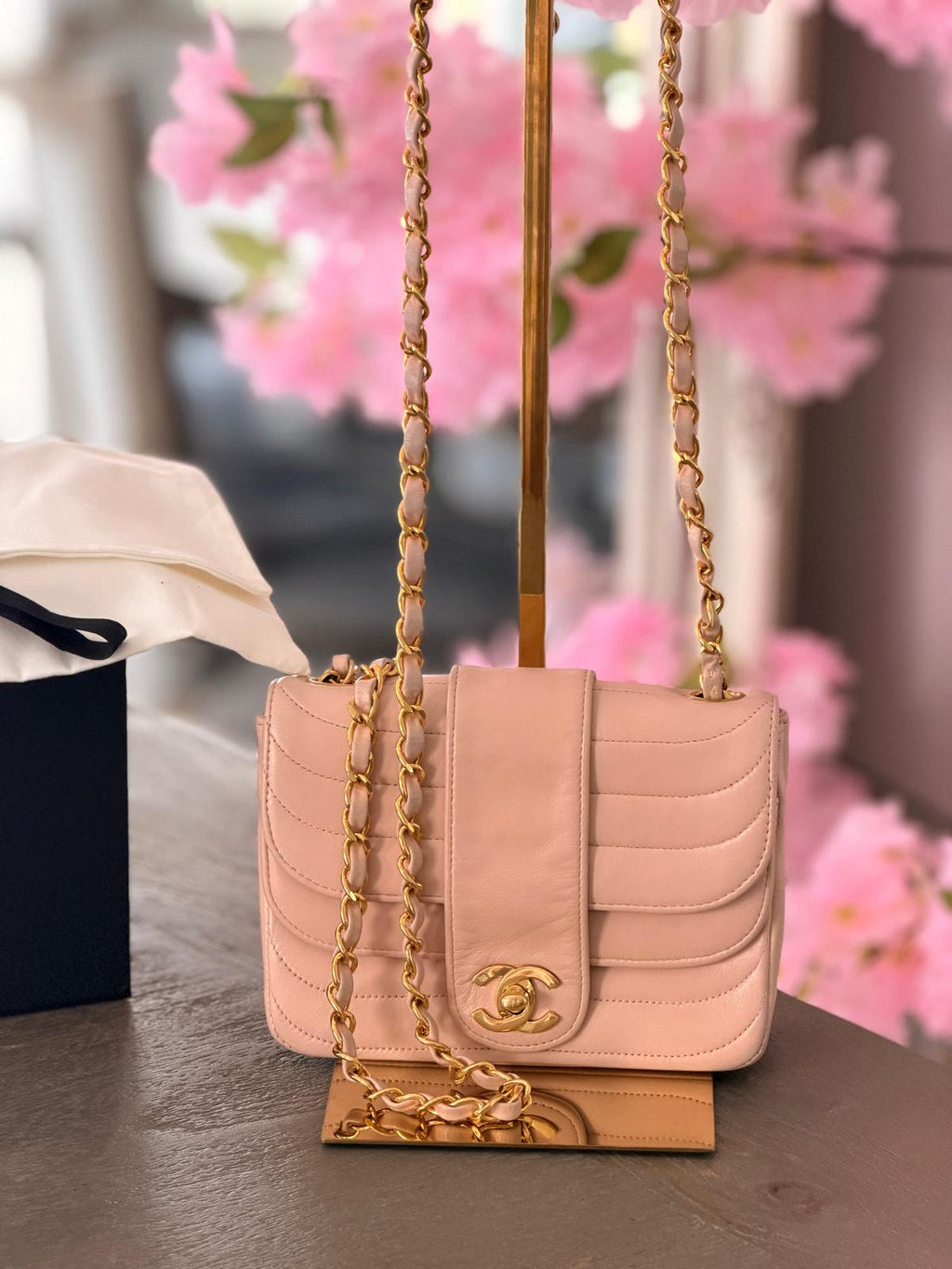 Chanel Vintage Mademoiselle Flap Mini Bag Pink Lambskin Leather 24k Gold Plated Hardware
