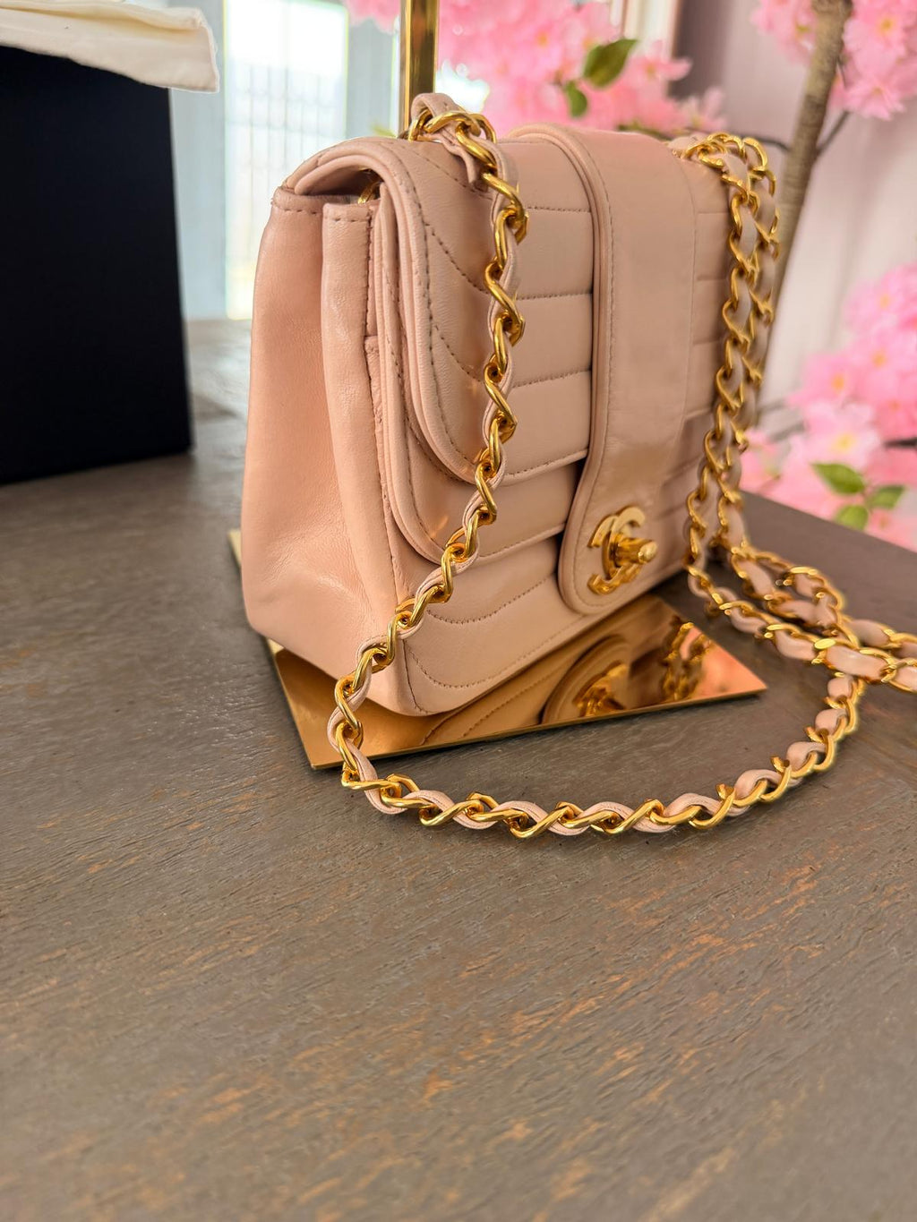 Chanel Vintage Mademoiselle Flap Mini Bag Pink Lambskin Leather 24k Gold Plated Hardware