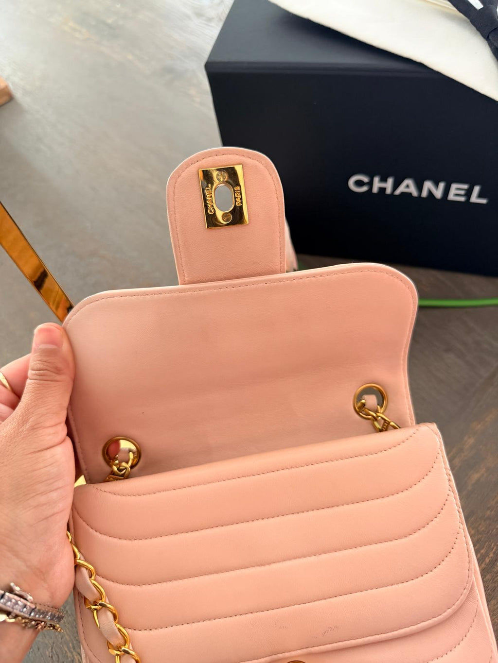 Chanel Vintage Mademoiselle Flap Mini Bag Pink Lambskin Leather 24k Gold Plated Hardware