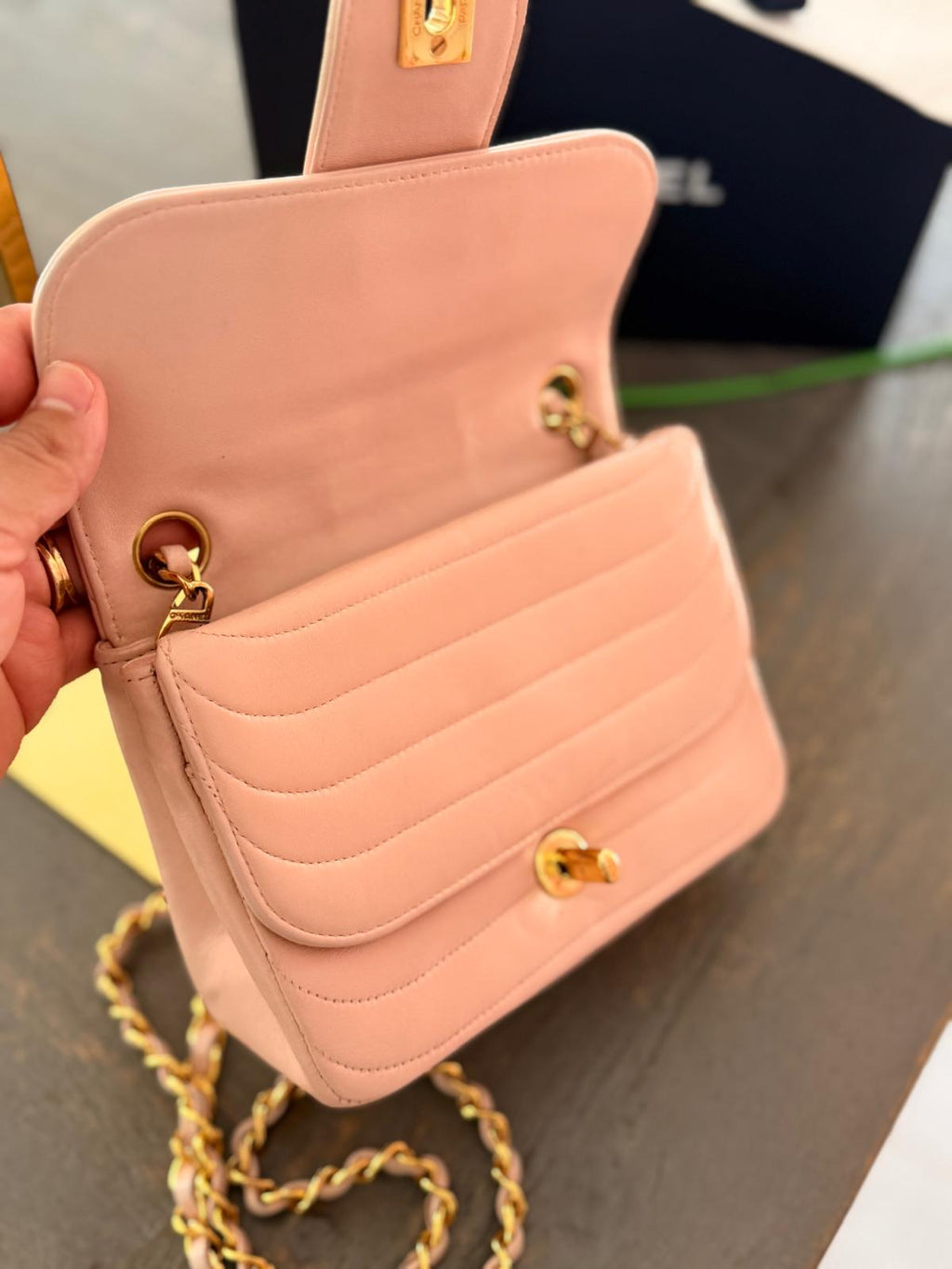 Chanel Vintage Mademoiselle Flap Mini Bag Pink Lambskin Leather 24k Gold Plated Hardware