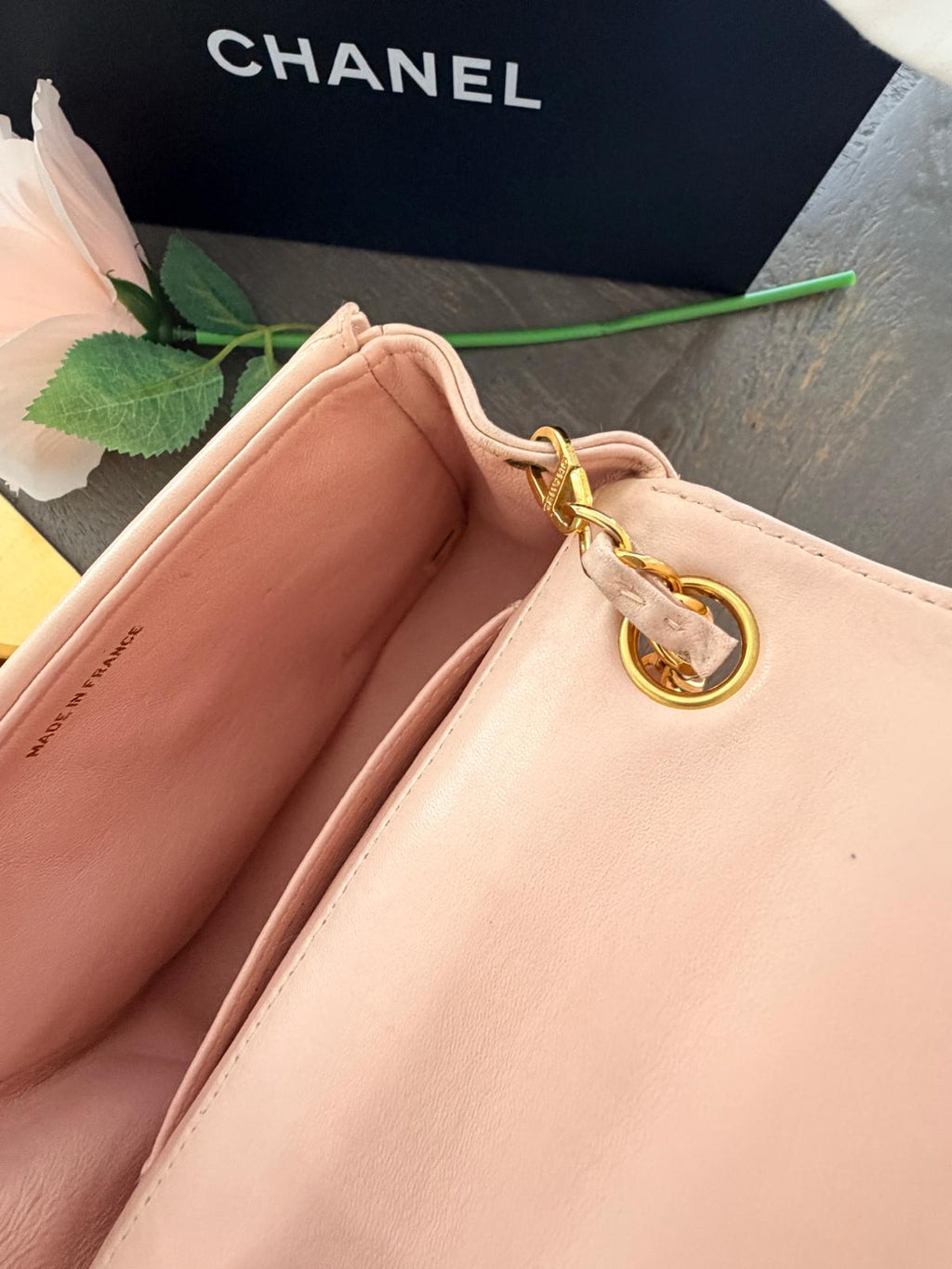 Chanel Vintage Mademoiselle Flap Mini Bag Pink Lambskin Leather 24k Gold Plated Hardware