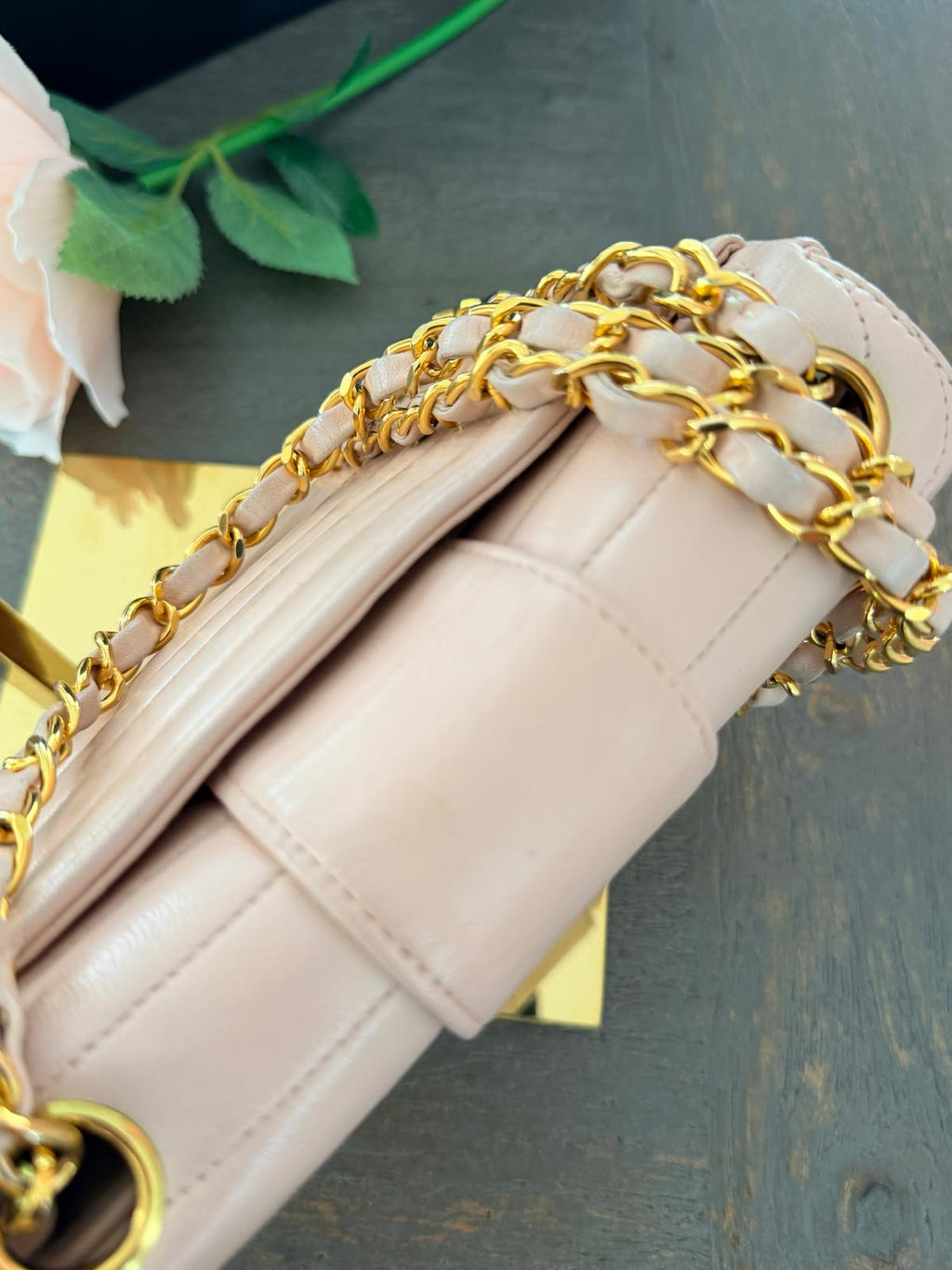 Chanel Vintage Mademoiselle Flap Mini Bag Pink Lambskin Leather 24k Gold Plated Hardware