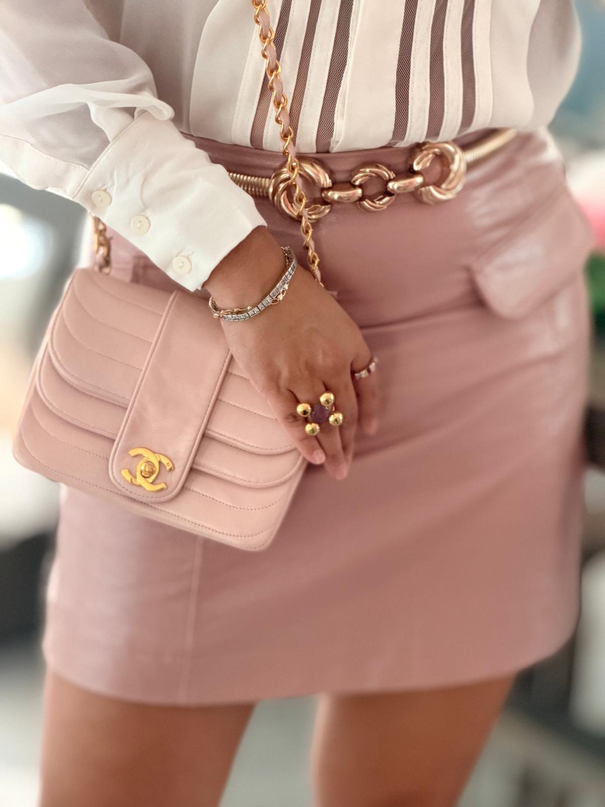 Chanel Vintage Mademoiselle Flap Mini Bag Pink Lambskin Leather 24k Gold Plated Hardware