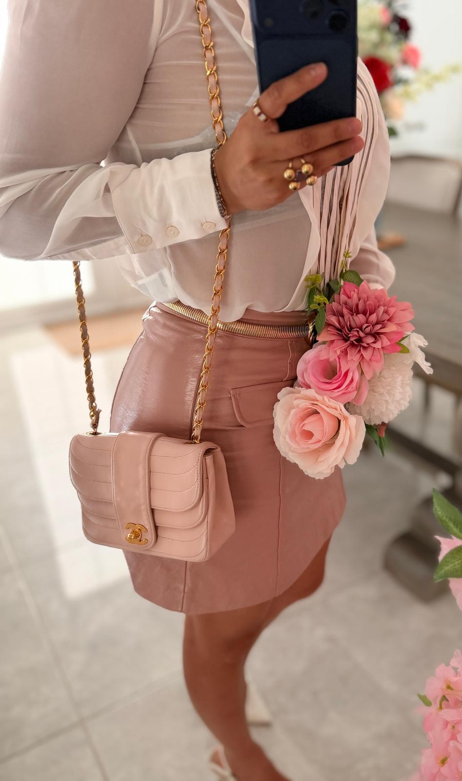Chanel Vintage Mademoiselle Flap Mini Bag Pink Lambskin Leather 24k Gold Plated Hardware