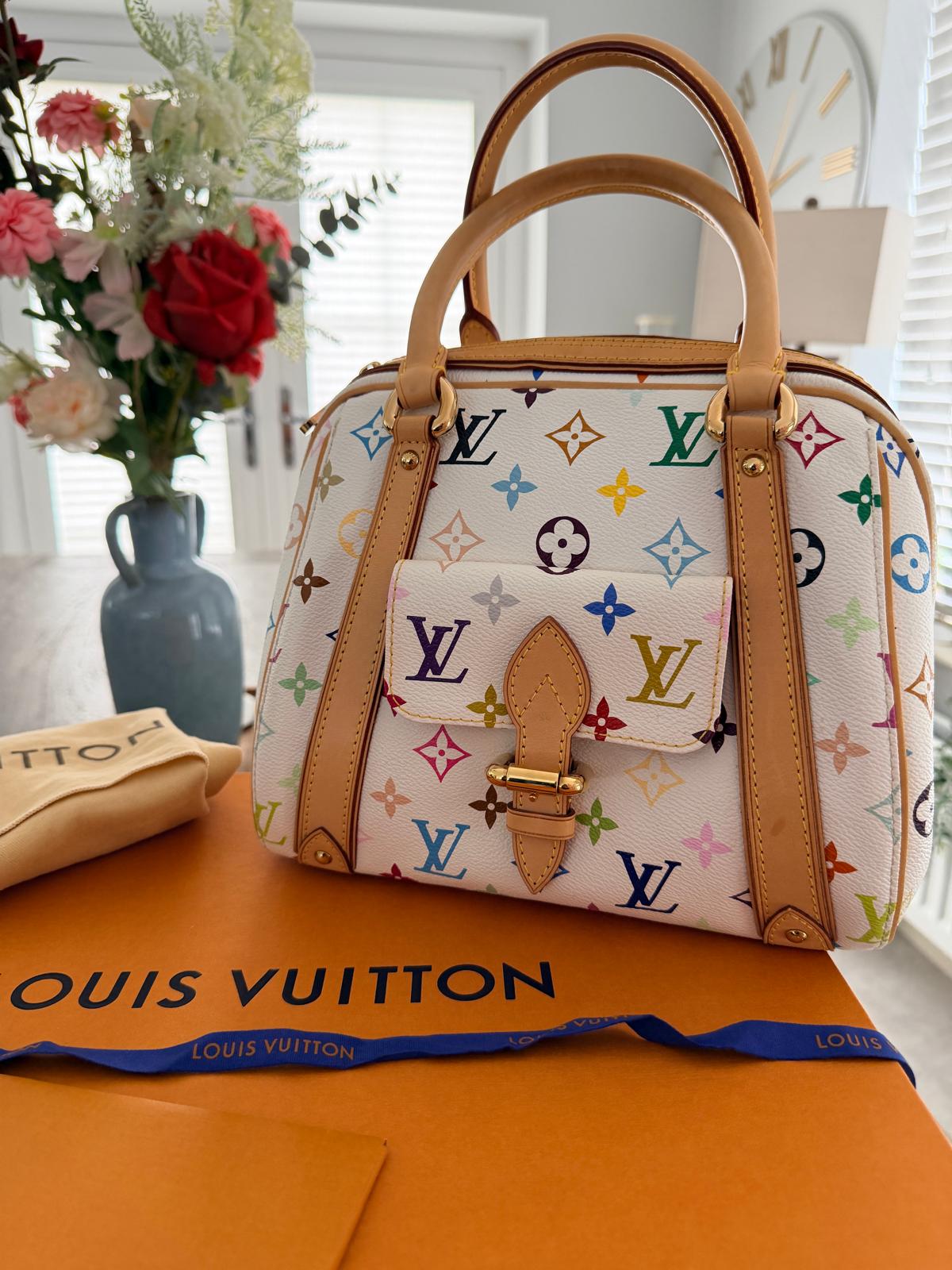 Louis Vuitton Takashi Murakami Priscila Monogram White Leather Gold Hardware