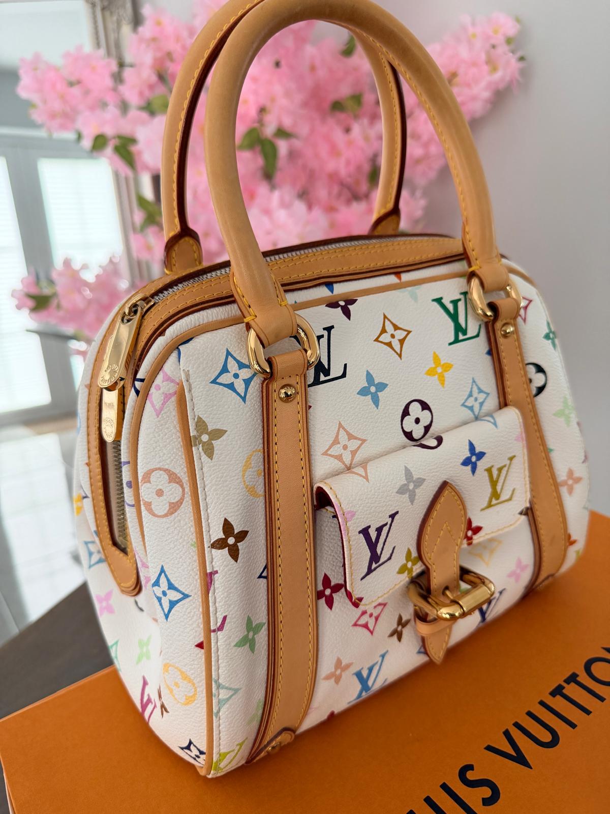 Louis Vuitton Takashi Murakami Priscila Monogram White Leather Gold Hardware