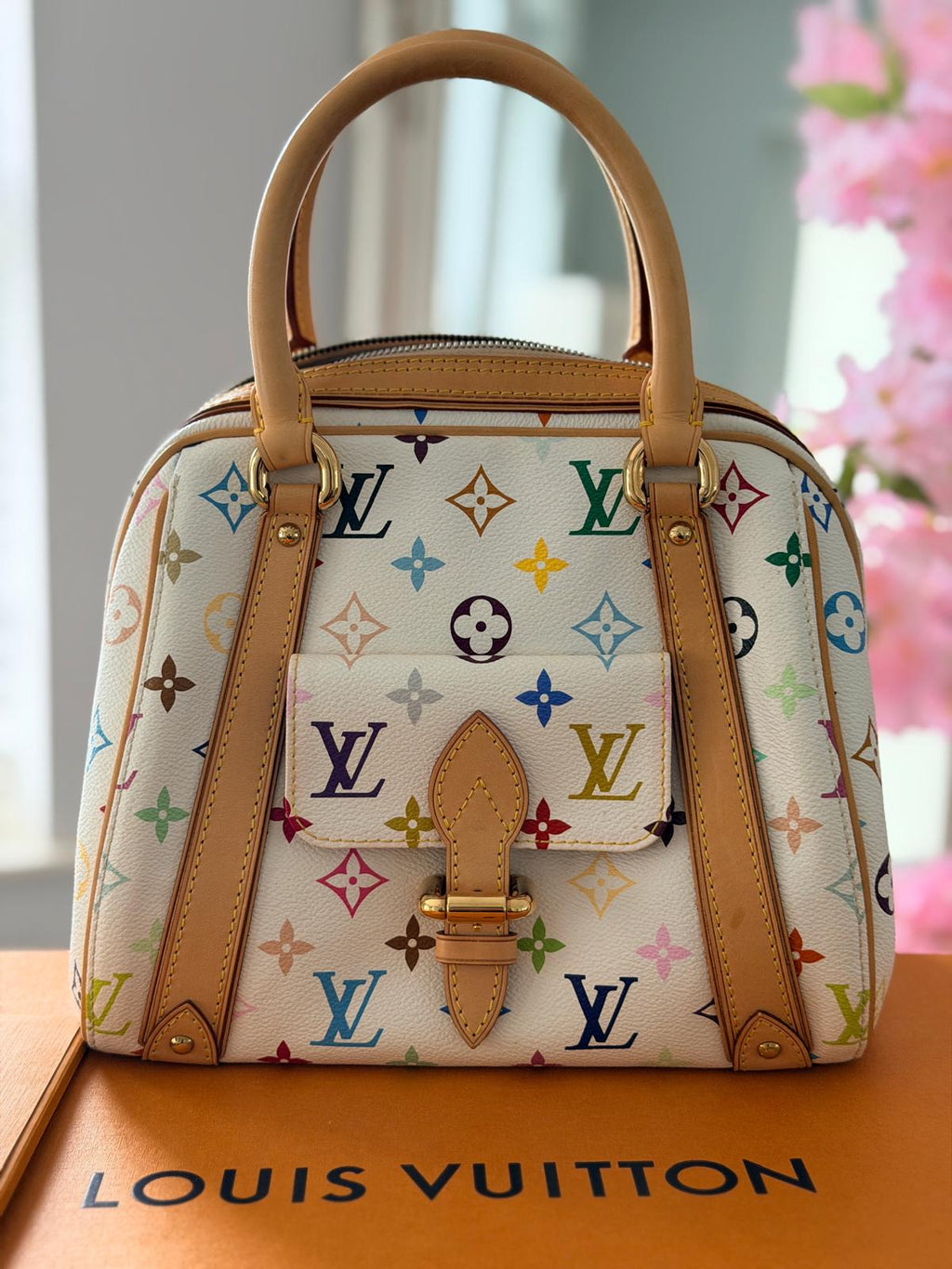 Louis Vuitton Takashi Murakami Priscila Monogram White Leather Gold Hardware