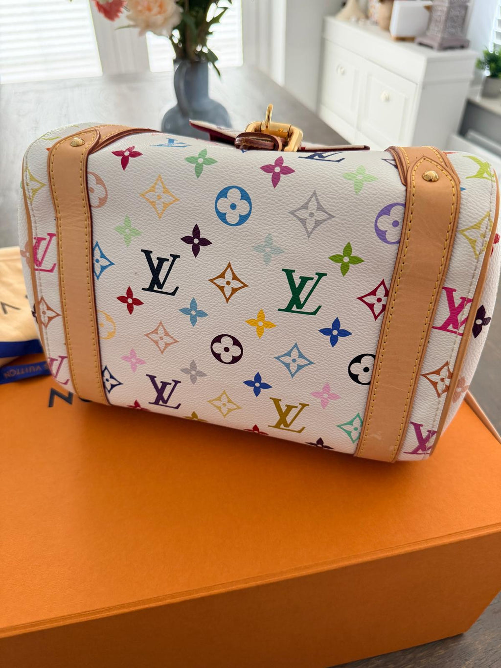 Louis Vuitton Takashi Murakami Priscila Monogram White Leather Gold Hardware