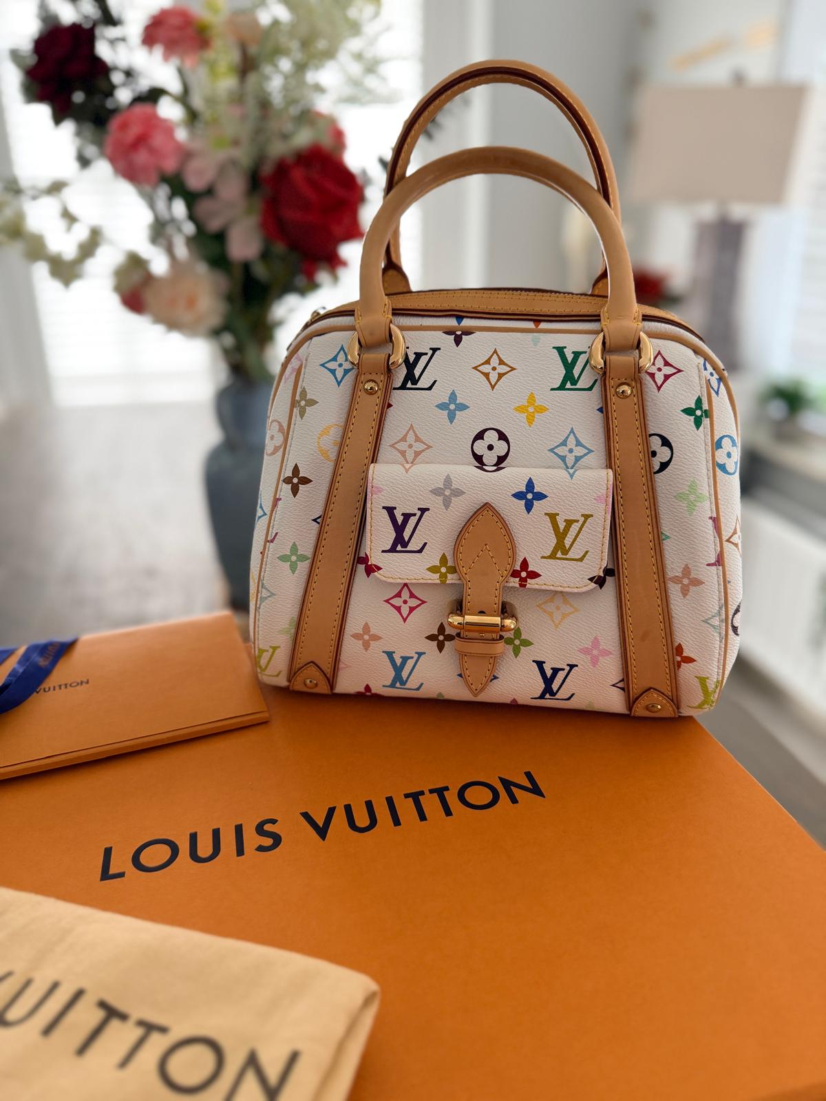 Louis Vuitton Takashi Murakami Priscila Monogram White Leather Gold Hardware